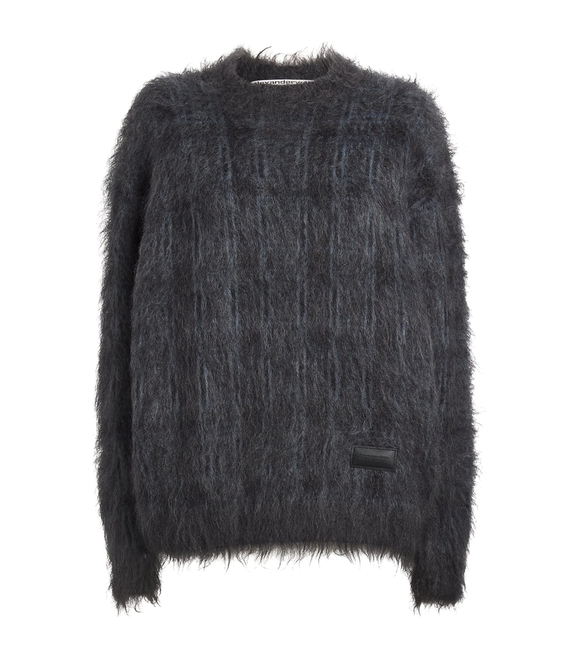 Shop Alexander Wang Wool-mohair-blend Plaid Sweater In Black