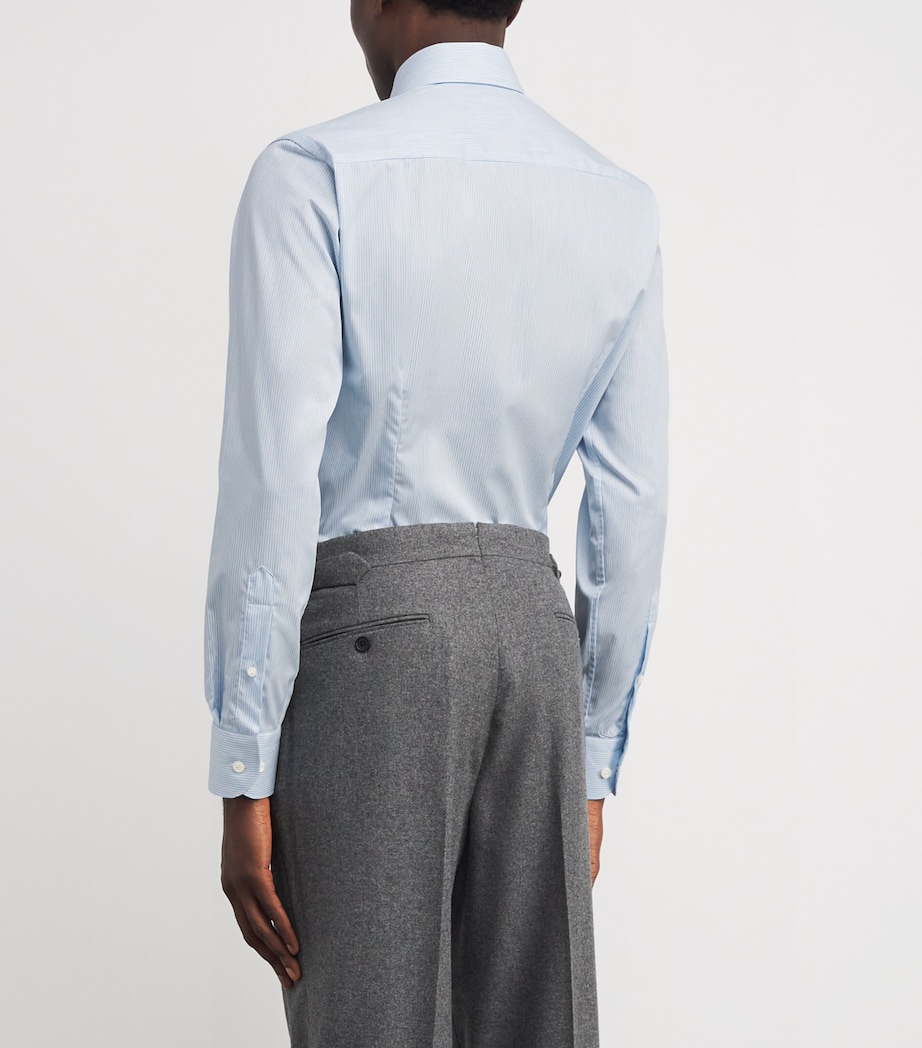 Cotton Twill Melange Stripe Shirt 23LIGHT GREY Image 4