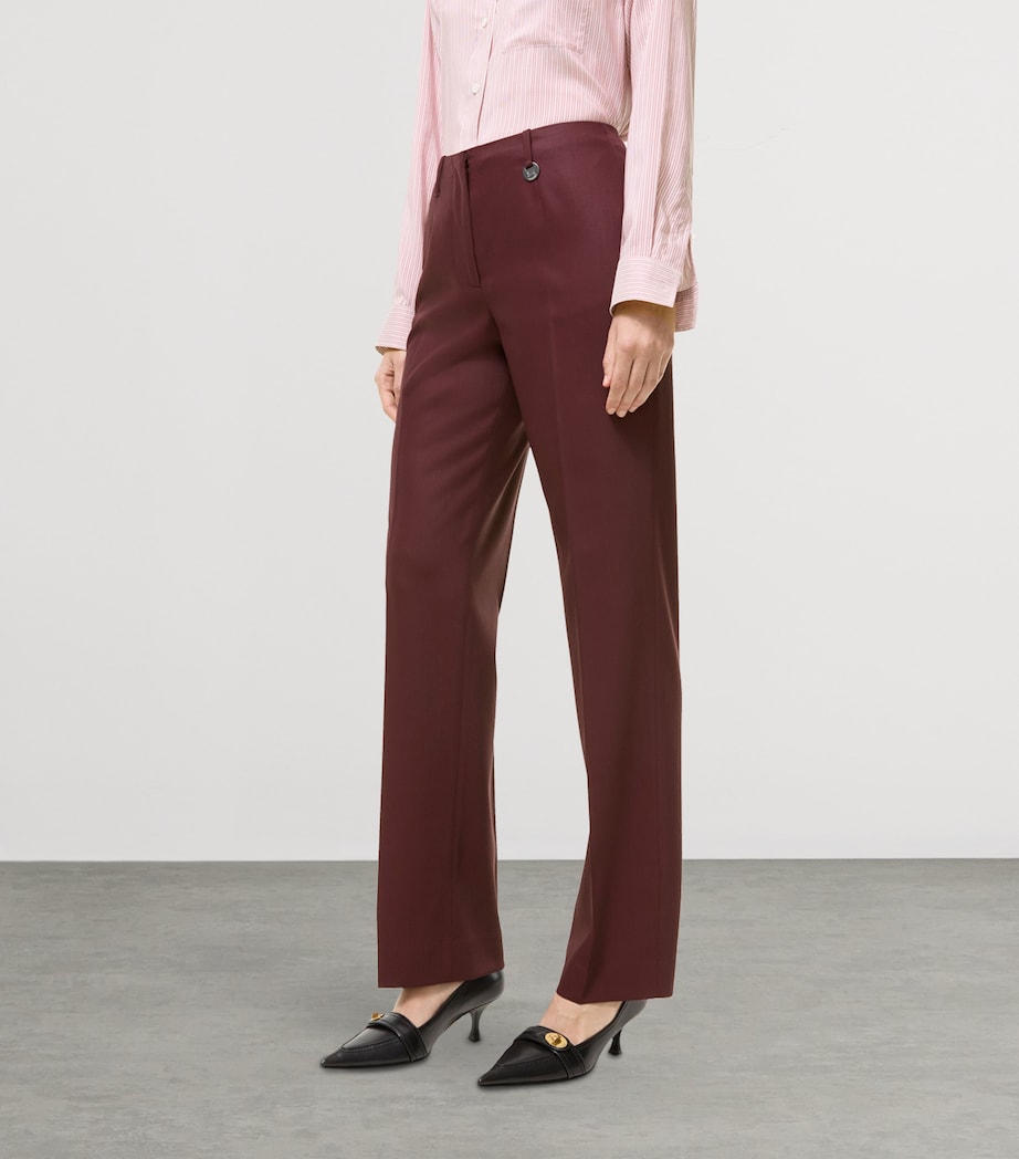 Burberry Womens Wool Tailored Trousers Vineyard Red Image 2