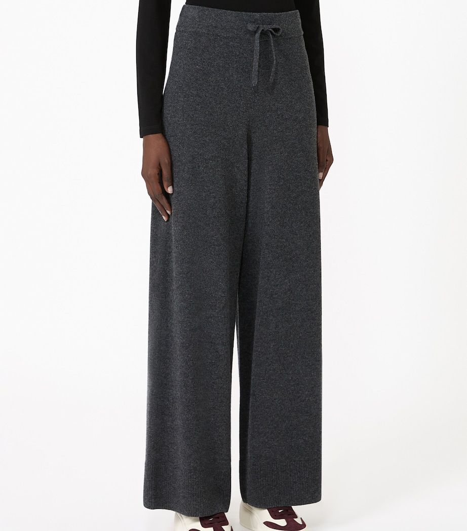 Weekend Max Mara Womens Wool-Cashmere Drawstring Trousers Dark Grey Image 3