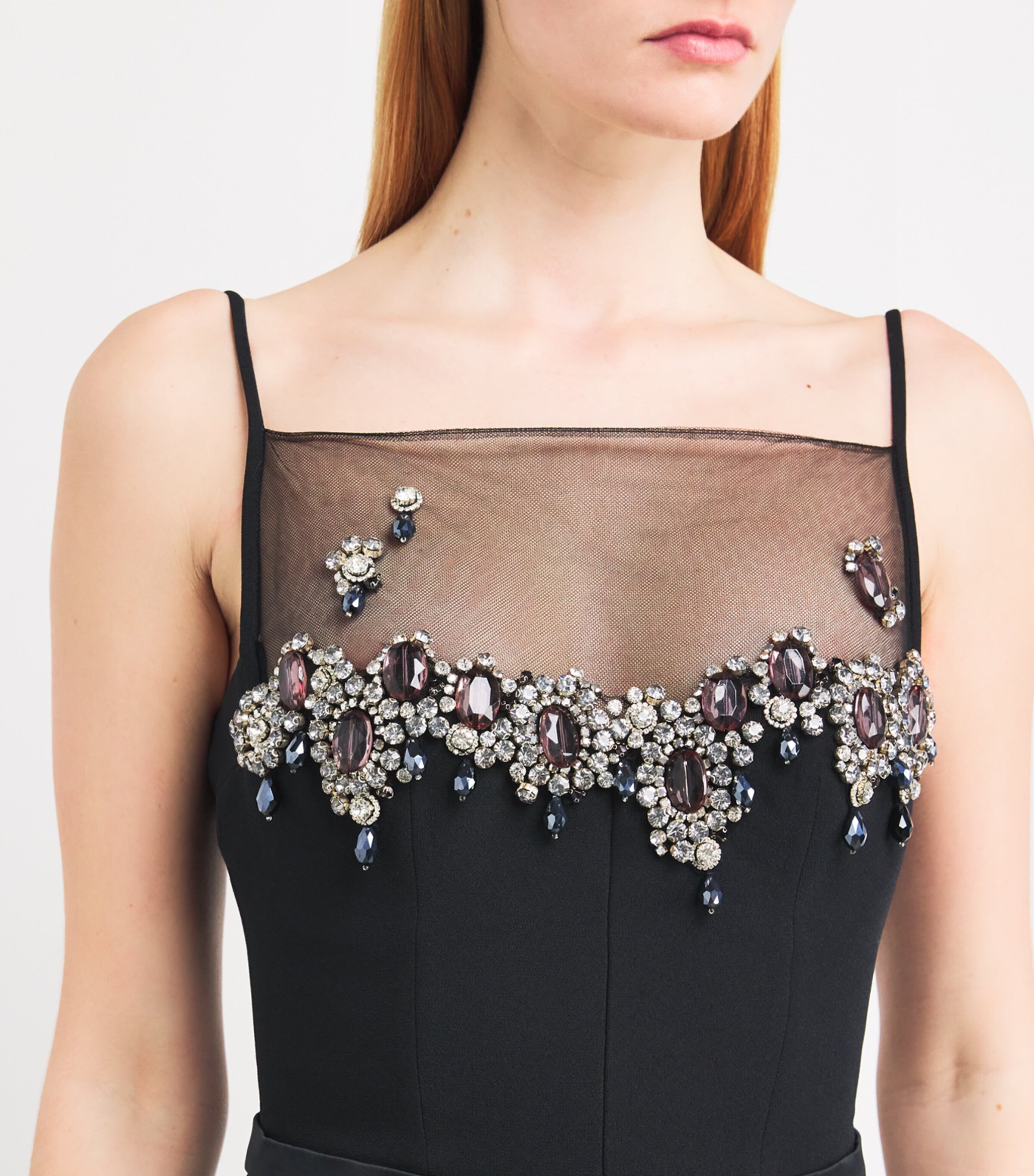 Safiyaa Womens Crystal-Embellished Pelin Dress Black With Gunmetal Image 6