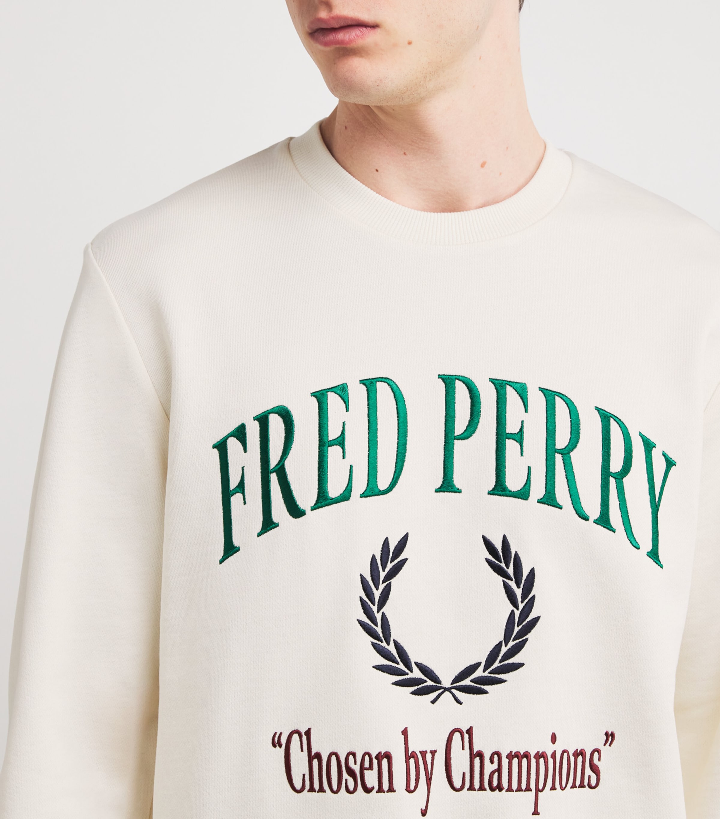 Cotton Embroidered Sweatshirt 560-ECRU Image 6