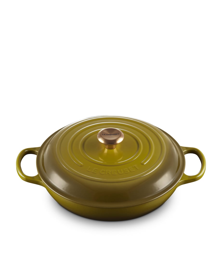 Enamelled Cast Iron Shallow Casserole Dish (30cm) OLIVE Image 1
