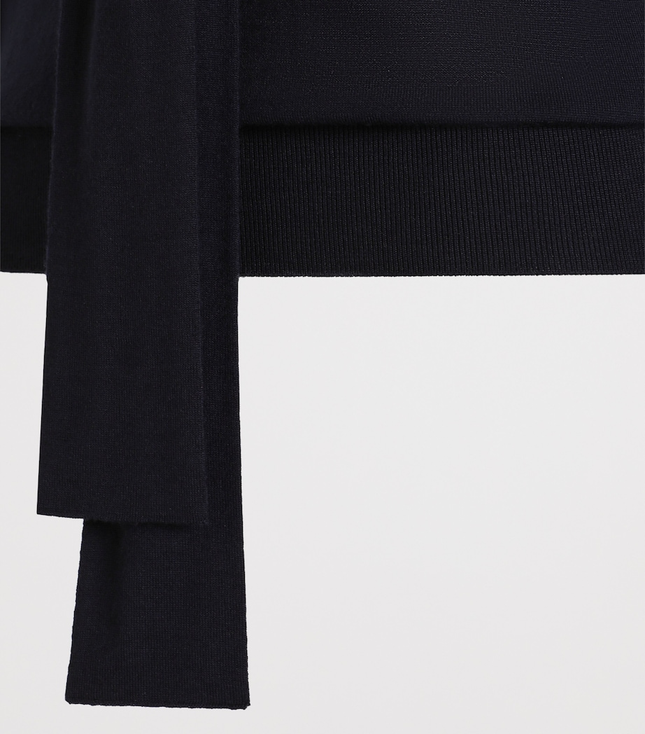 Dolce&Gabbana Womens Virgin Wool Pussybow Sweater Very Dark Blue Image 4