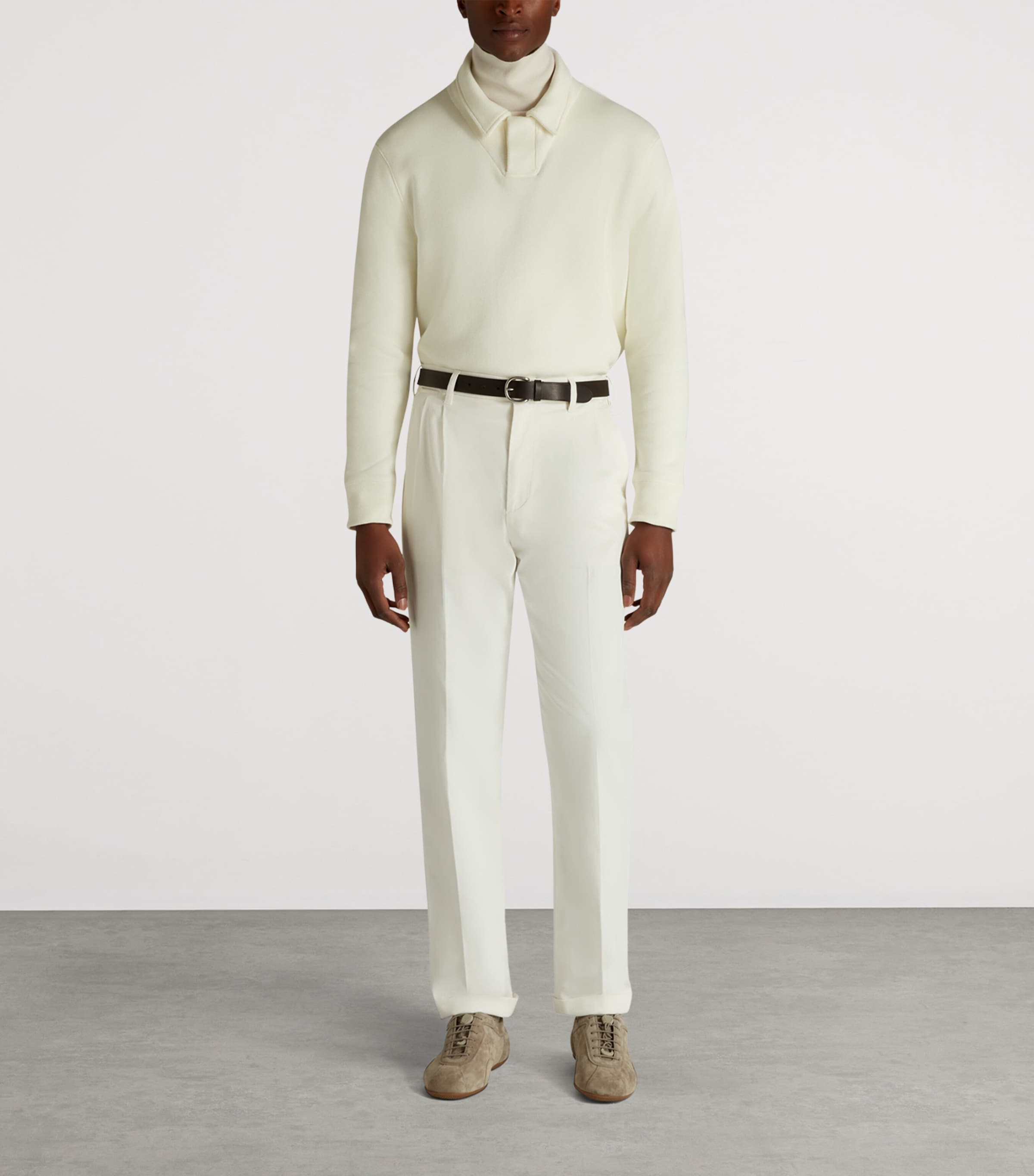 Stretch-Cotton Twill Double-Pleat Chinos 123OFF WHITE Image 2