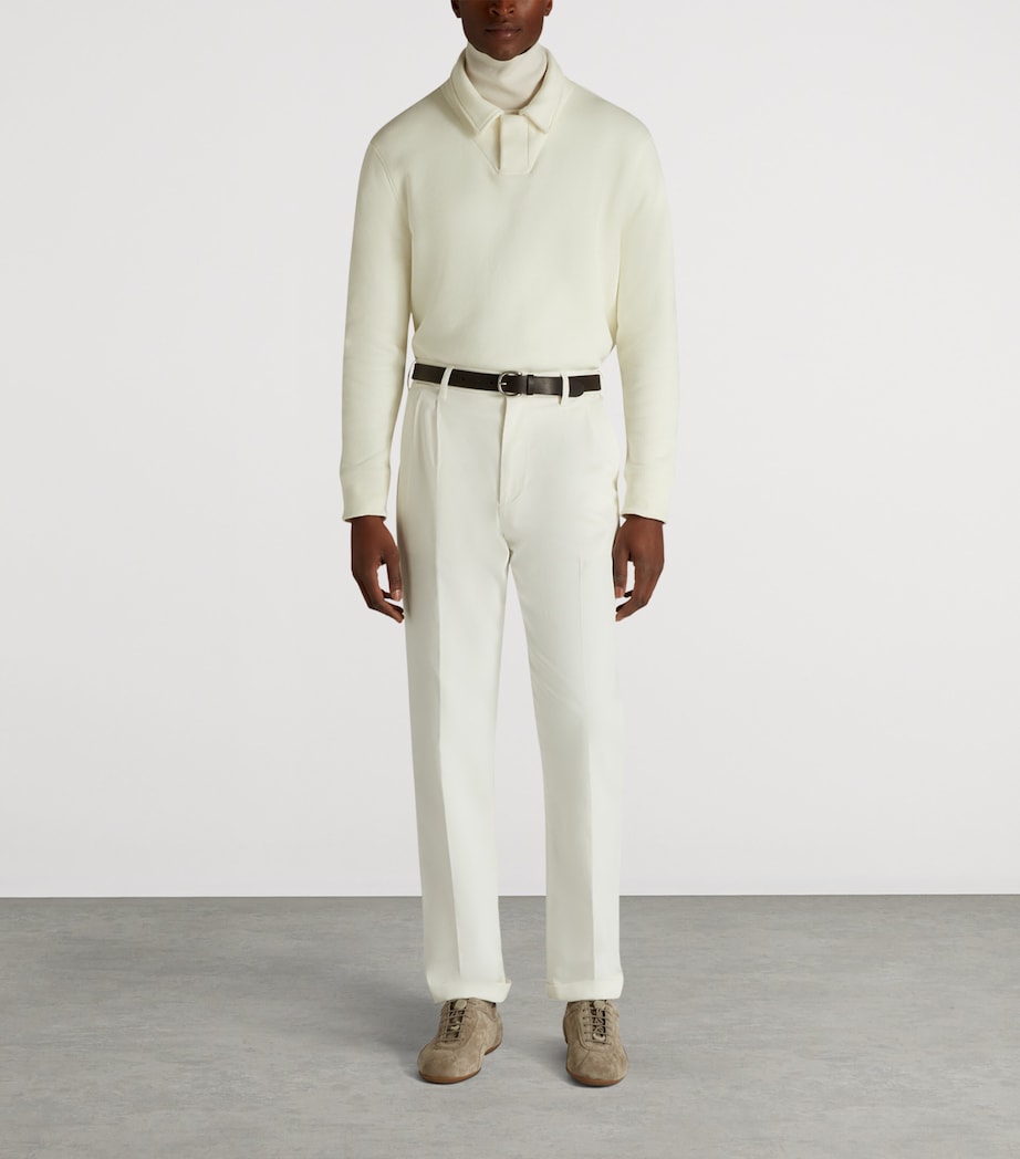 Stretch-Cotton Twill Double-Pleat Chinos 123OFF WHITE Image 2