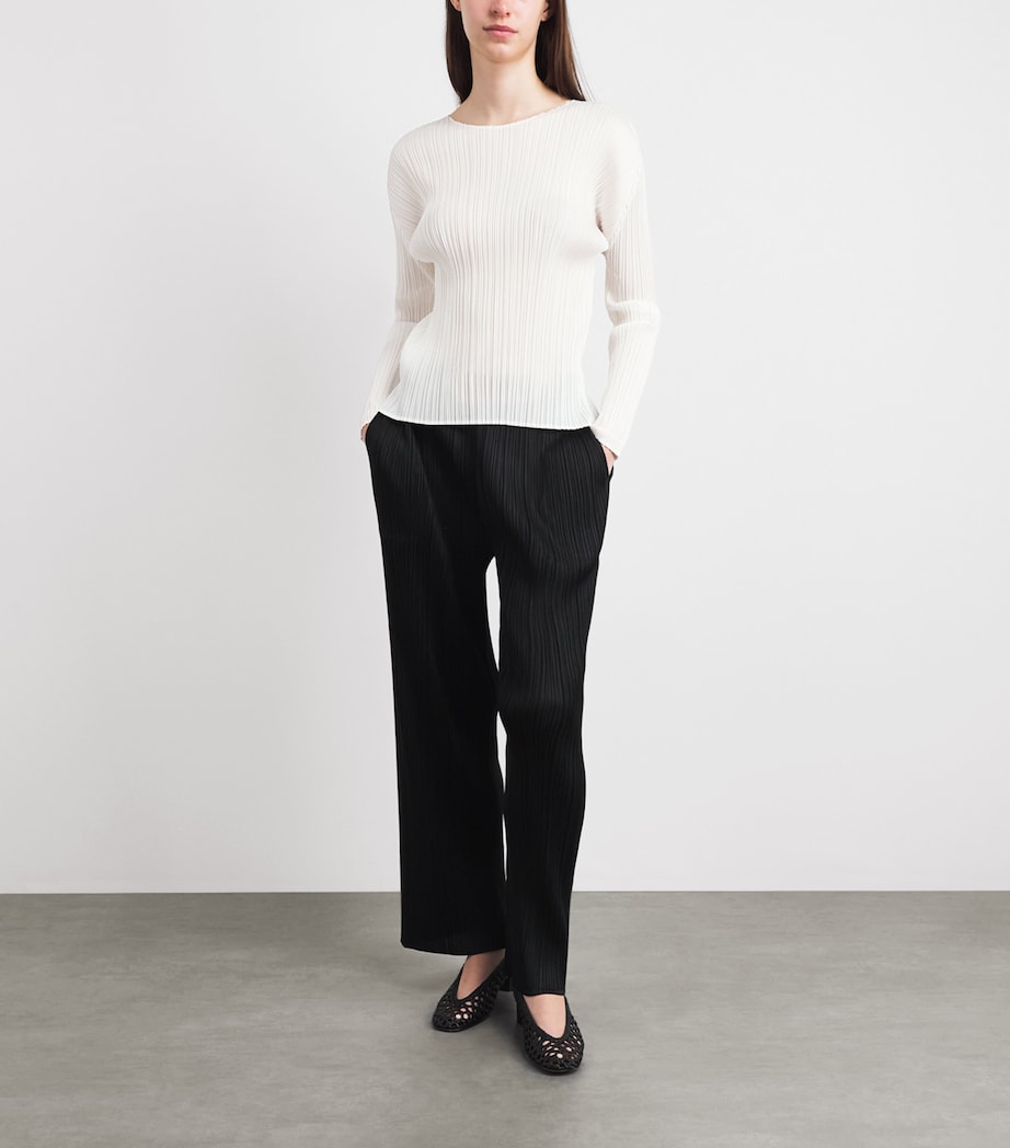 Pleats Please Issey Miyake Womens Monthly Colors Long-Sleeve T-Shirt White Image 2