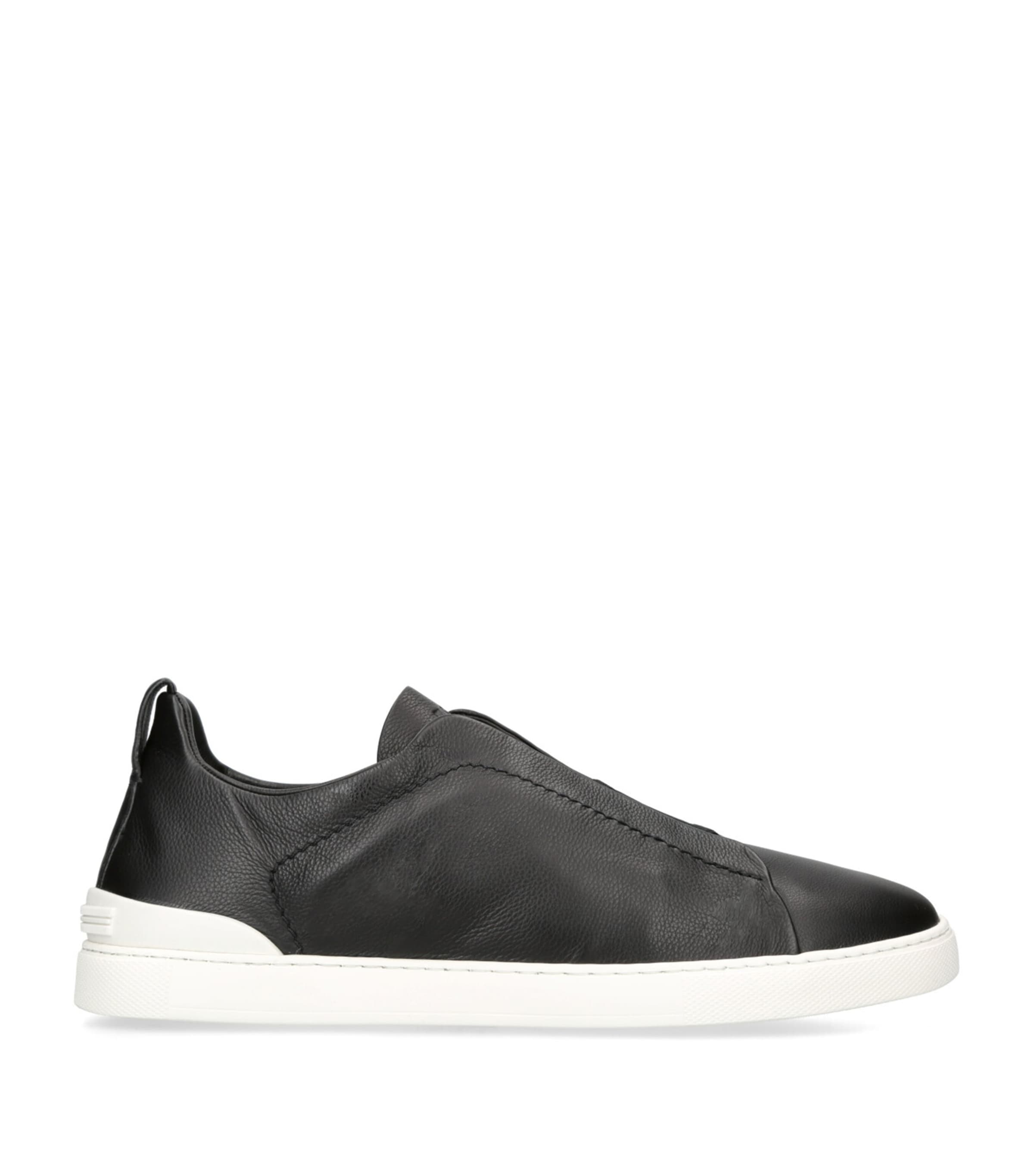 ZEGNA LEATHER TRIPLE STITCH SNEAKERS 