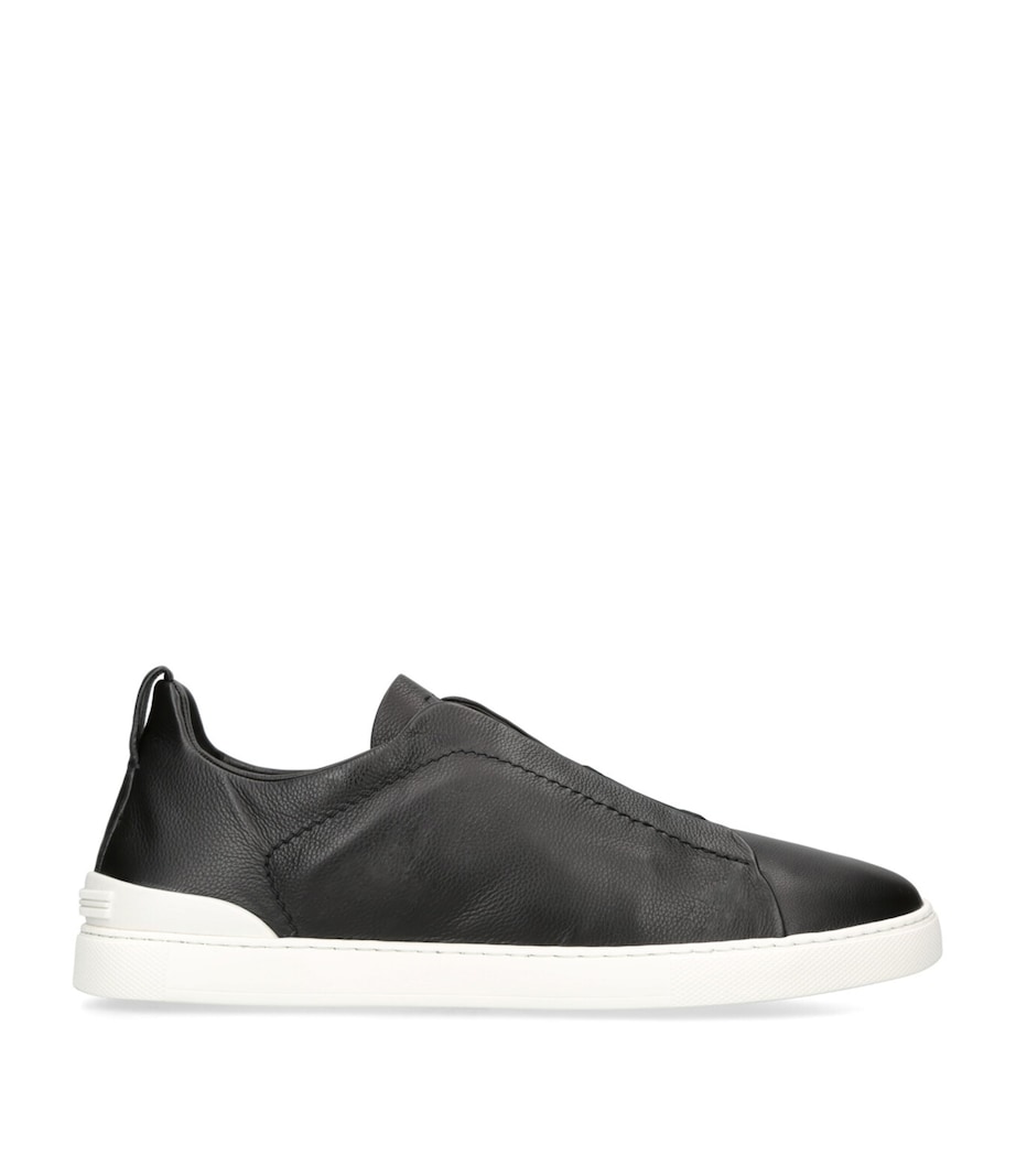Leather Triple Stitch SECONDSKIN Sneakers BLACK Image 1