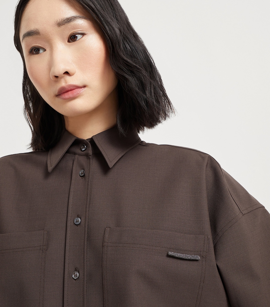 Virgin Wool-Blend Monili-Tab Shirt C019 Image 6