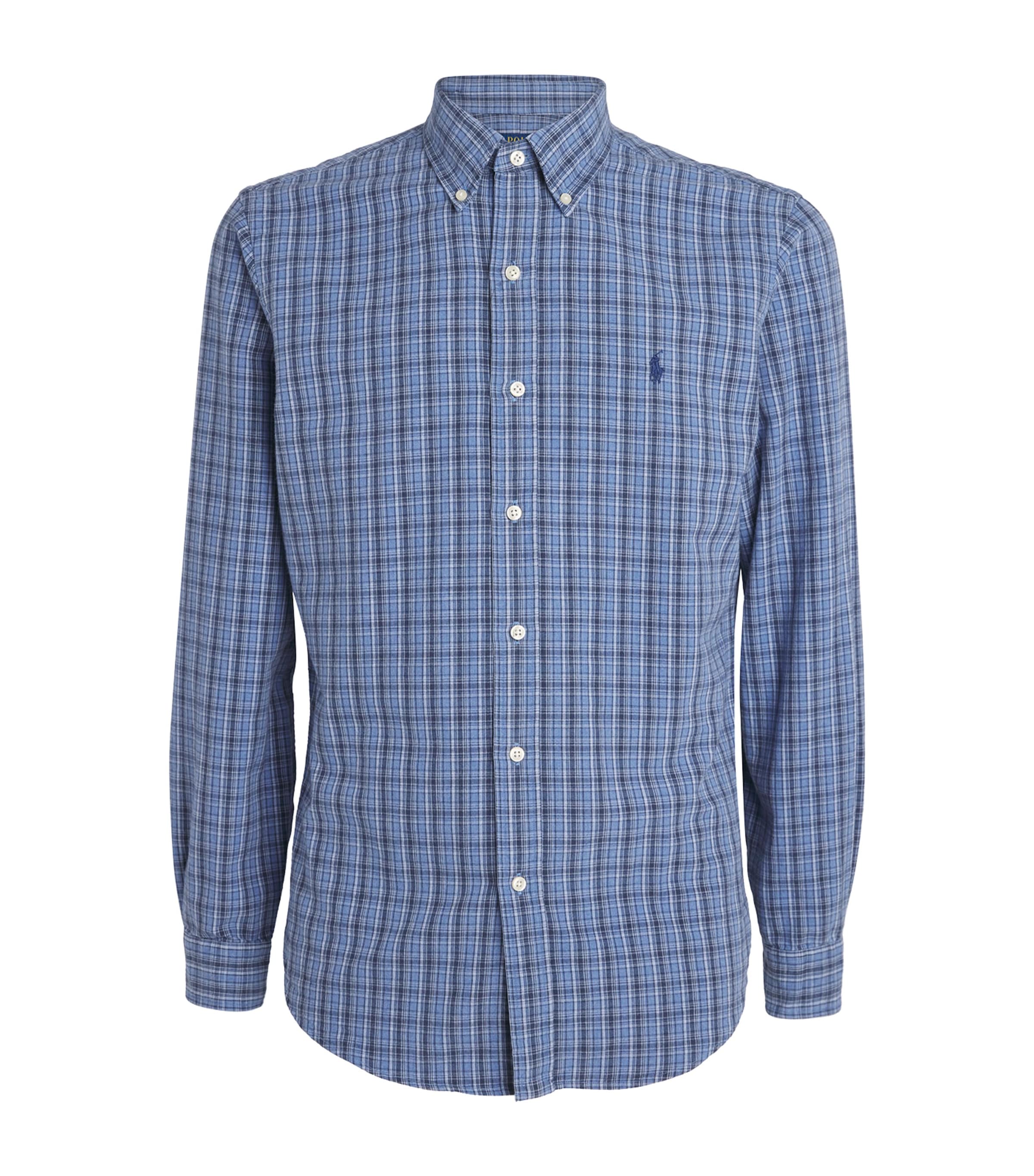 Cotton Brushed Check Oxford Shirt BLUE HEATHER MULTI Image 1