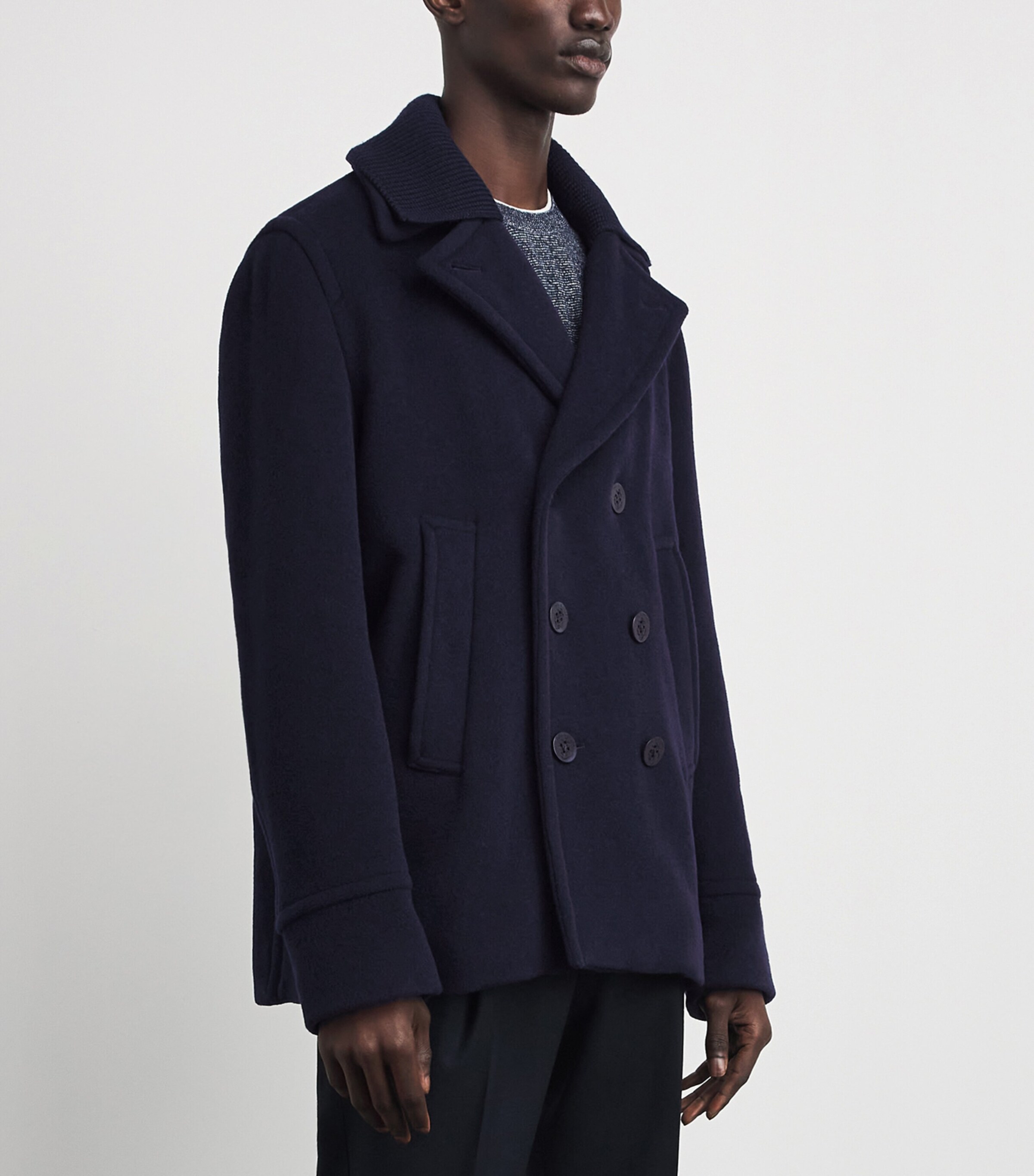 Paul & Shark Mens Wool-Blend Peacoat Blue Image 4
