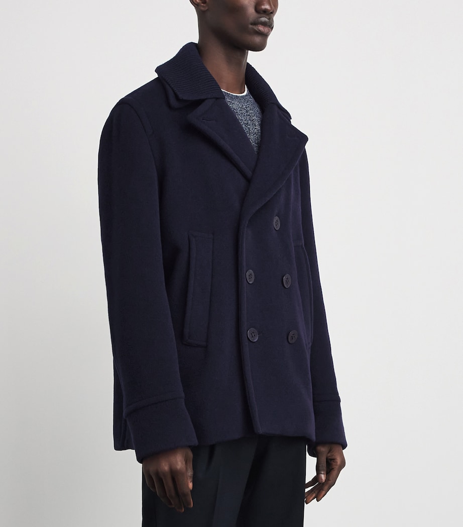 Paul & Shark Mens Wool-Blend Peacoat Blue Image 4
