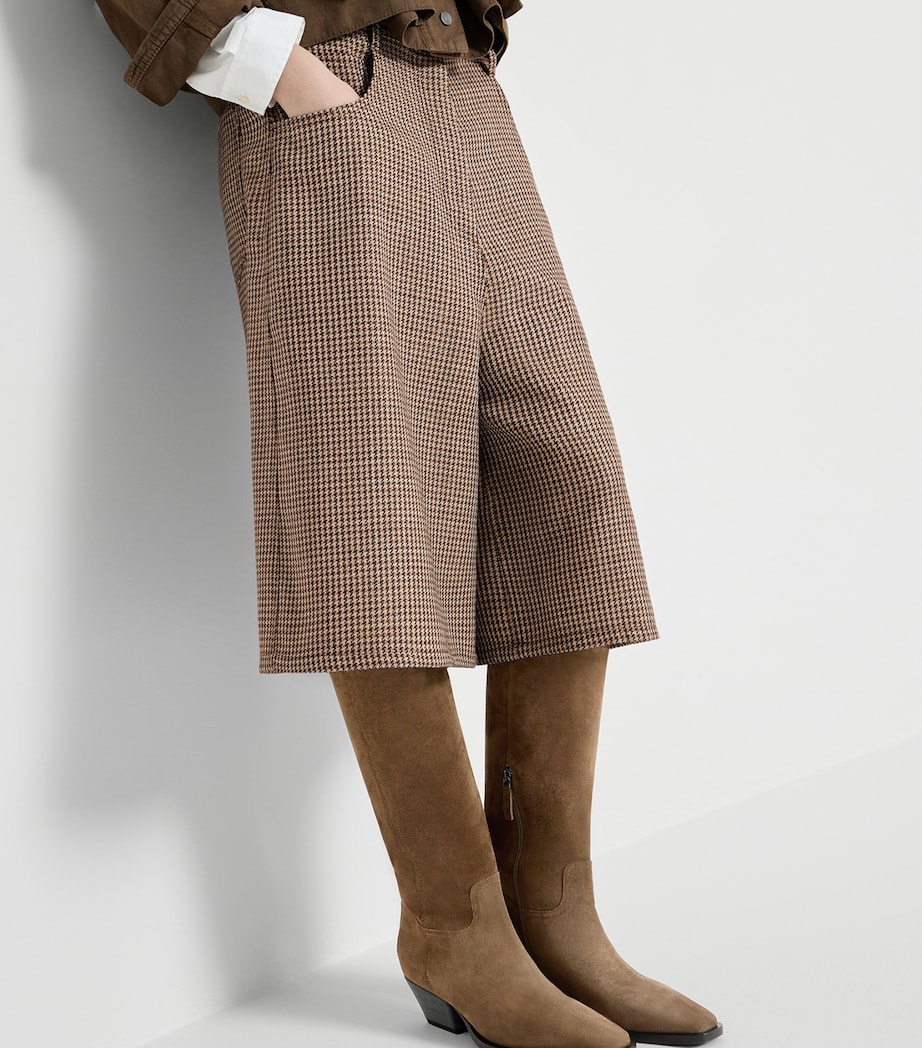 Brunello Cucinelli Womens Virgin Wool-Blend Houndstooth Bermuda Shorts Image 4