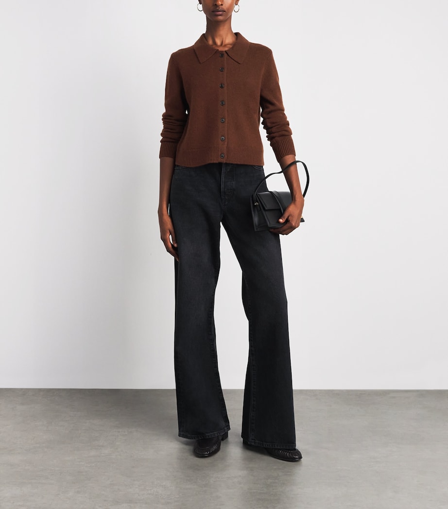 ME+EM Womens Cashmere Straight Cardigan Pecan Brown Image 2