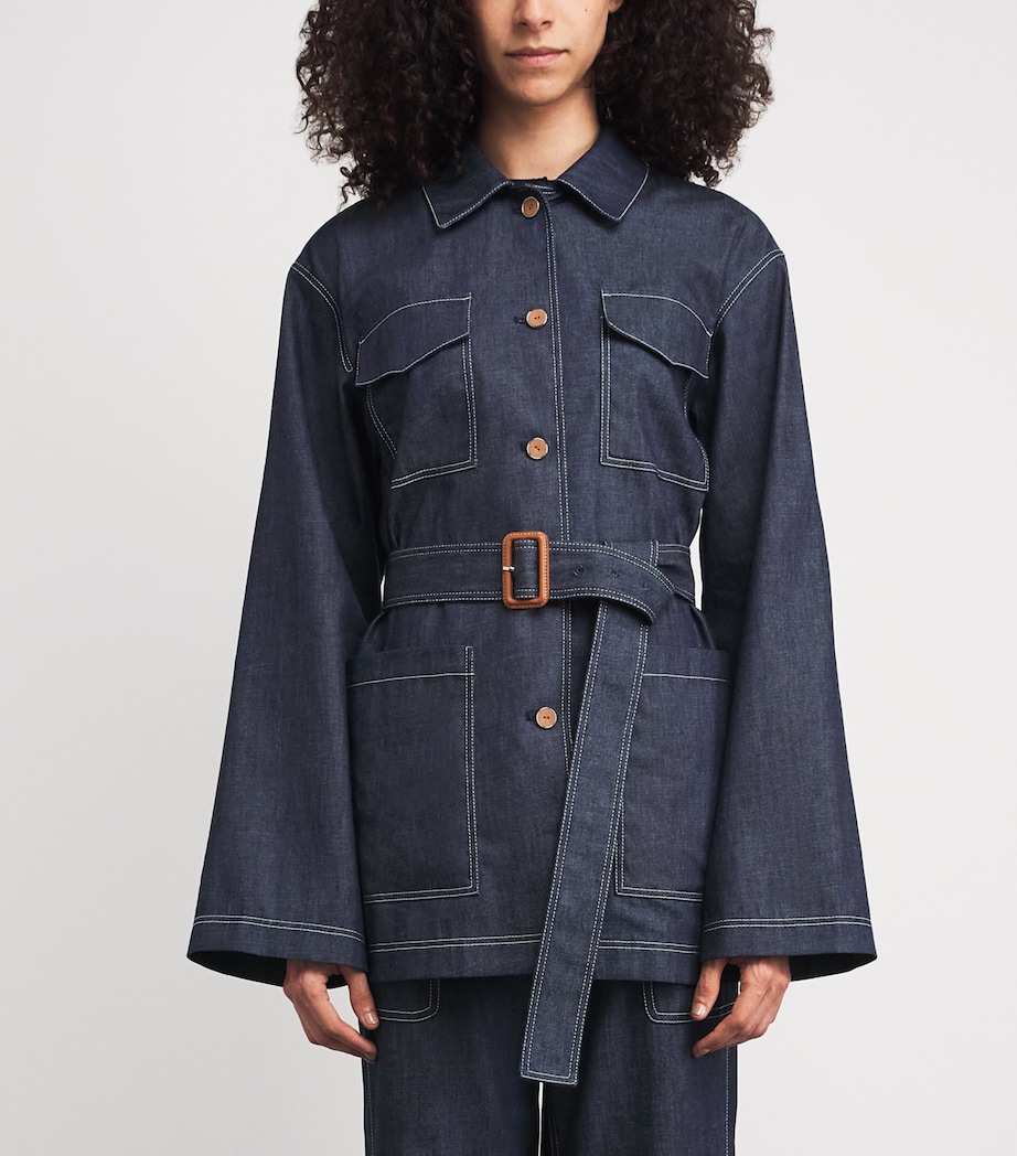 Lafayette 148 Womens Chambray Belted Jacket Shind Shipyard Indg Image 4