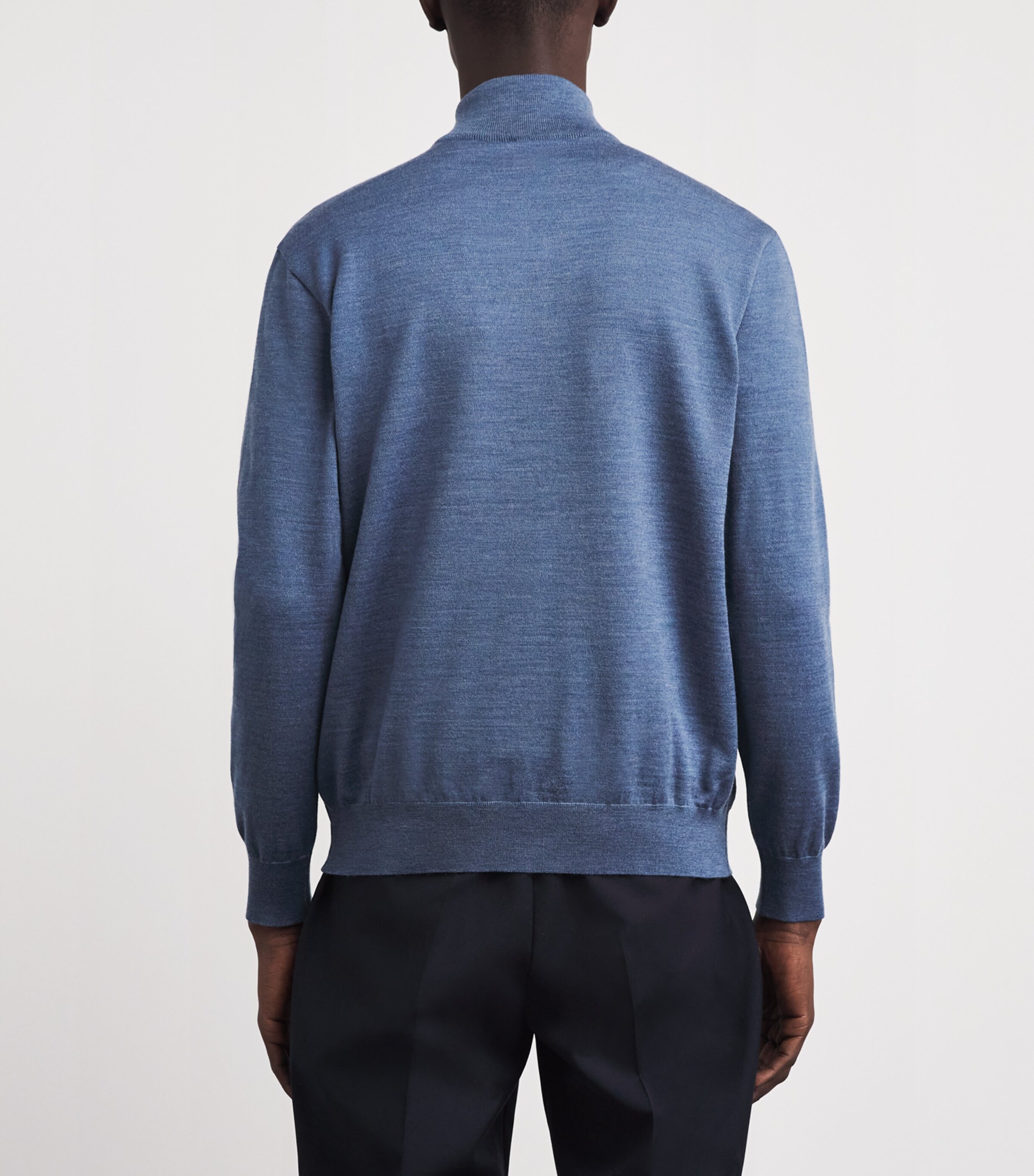 Paul & Shark Mens Virgin Wool Quarter-Zip Sweater Cadet Blue Image 5