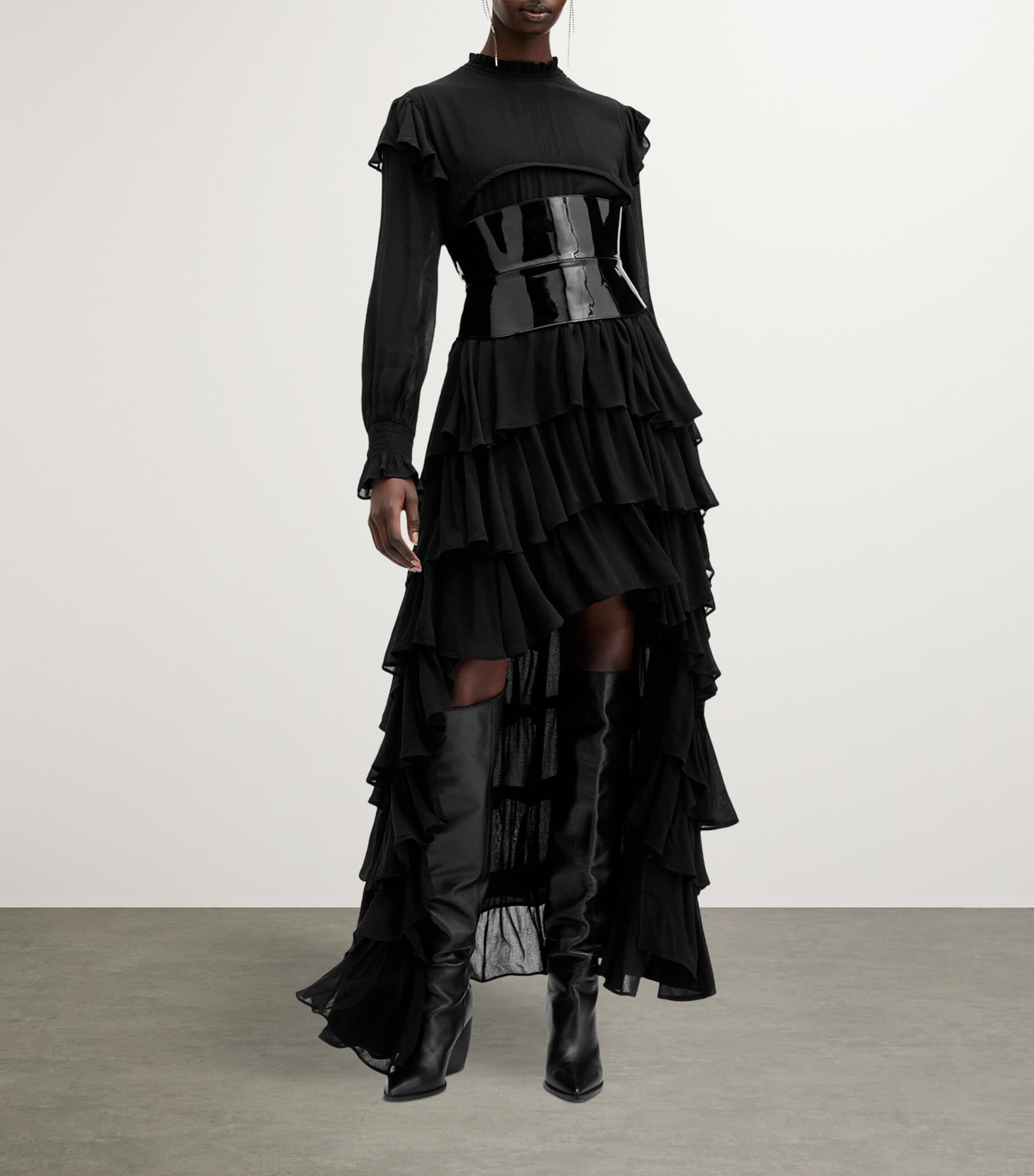 AllSaints Womens Cavarly High-Low Maxi Dress Black Image 4