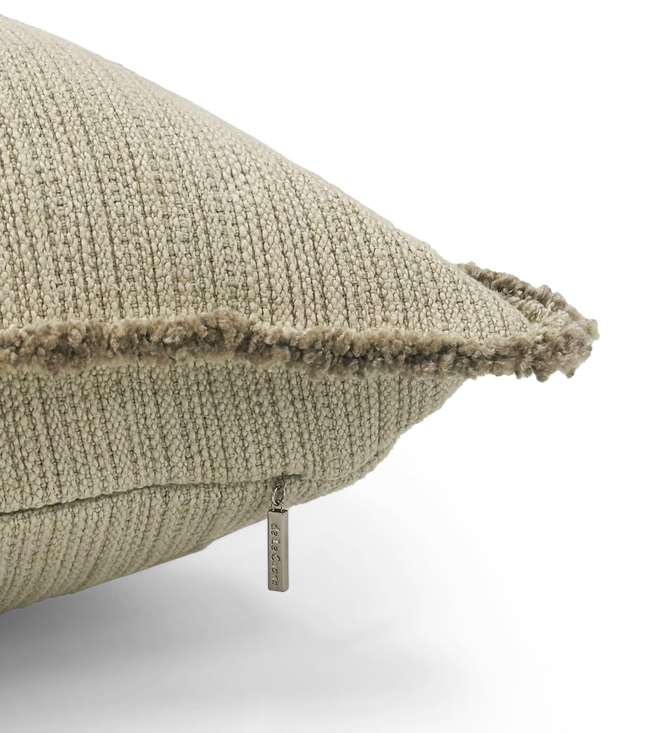 Linen-Blend Fringe Bison Cushion (55cm x 55cm) BONE Image 3