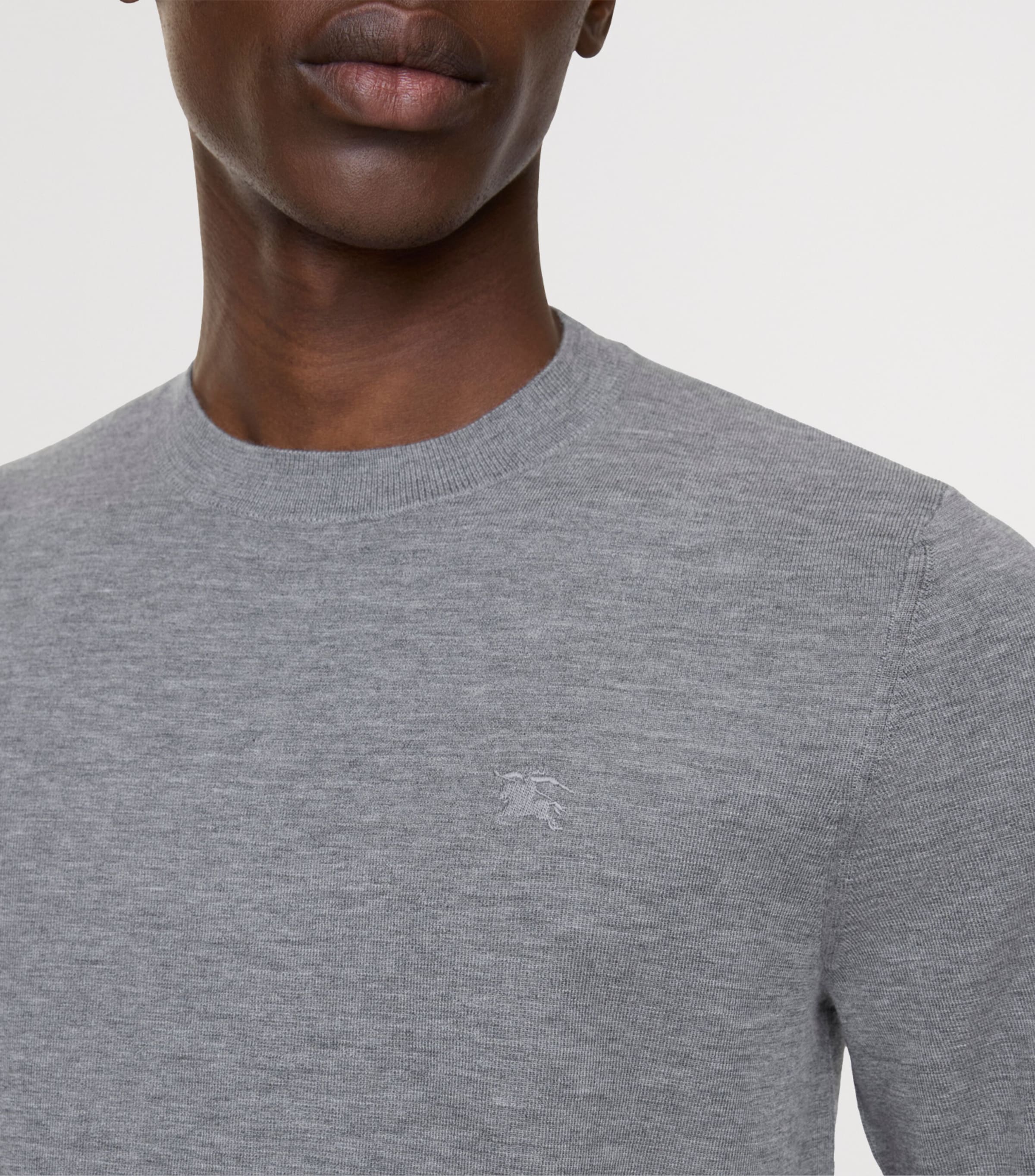 Burberry Mens Cashmere T-Shirt Mid Grey Melange Image 3