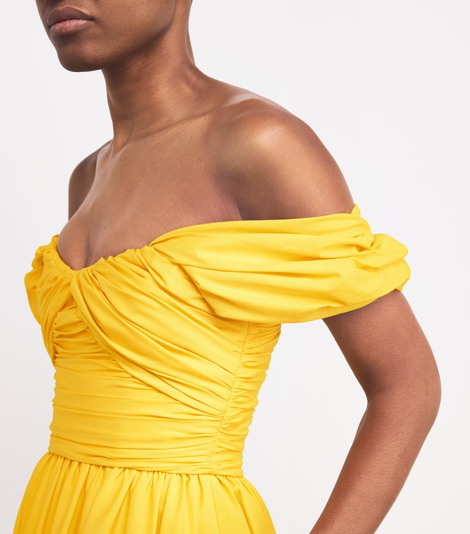 Giambattista Valli Womens Cotton Off-The-Shoulder Midi Dress Yellow Image 6