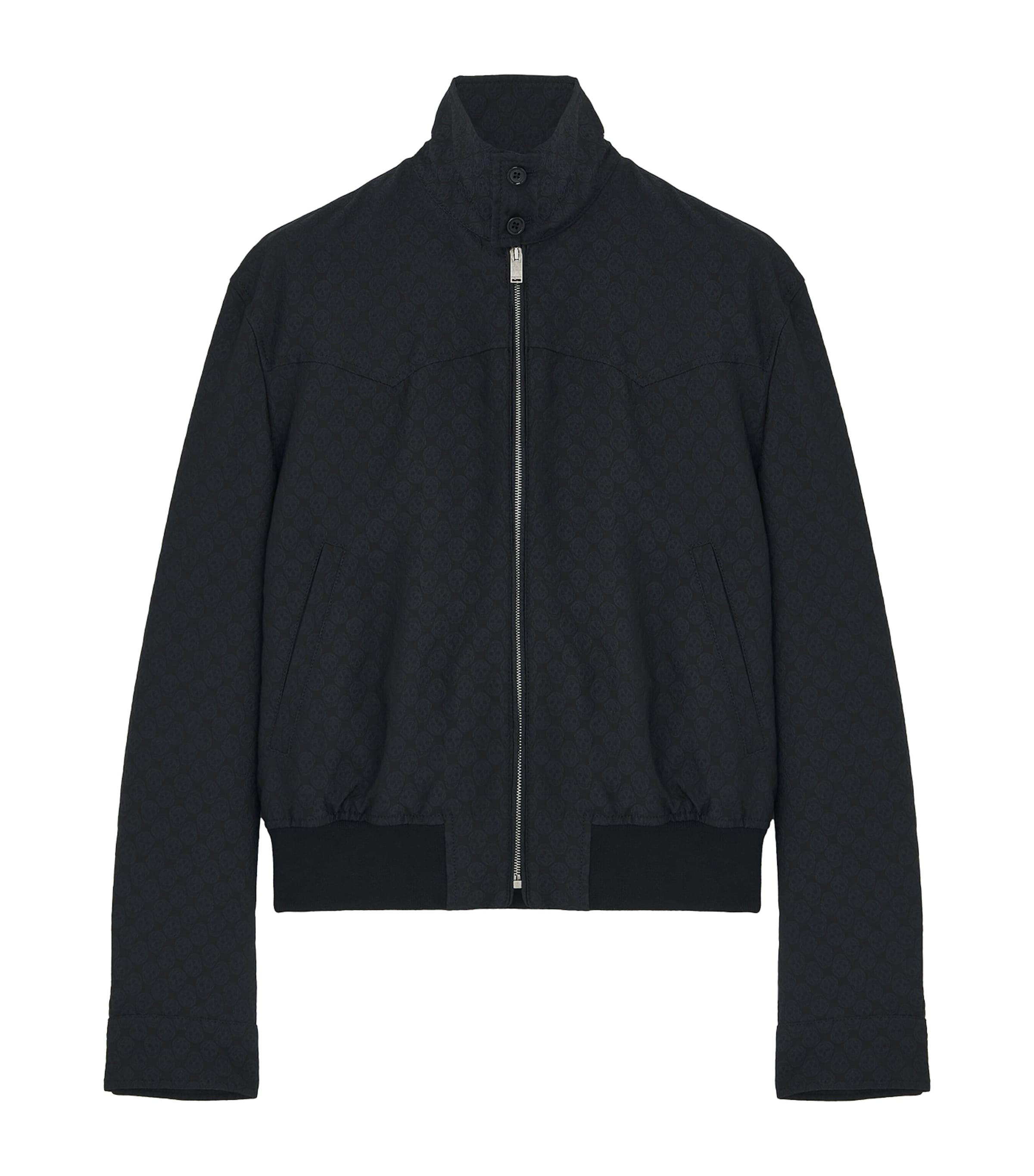 Alexander Mcqueen Skull-print Cropped Harrington Jacket In Black