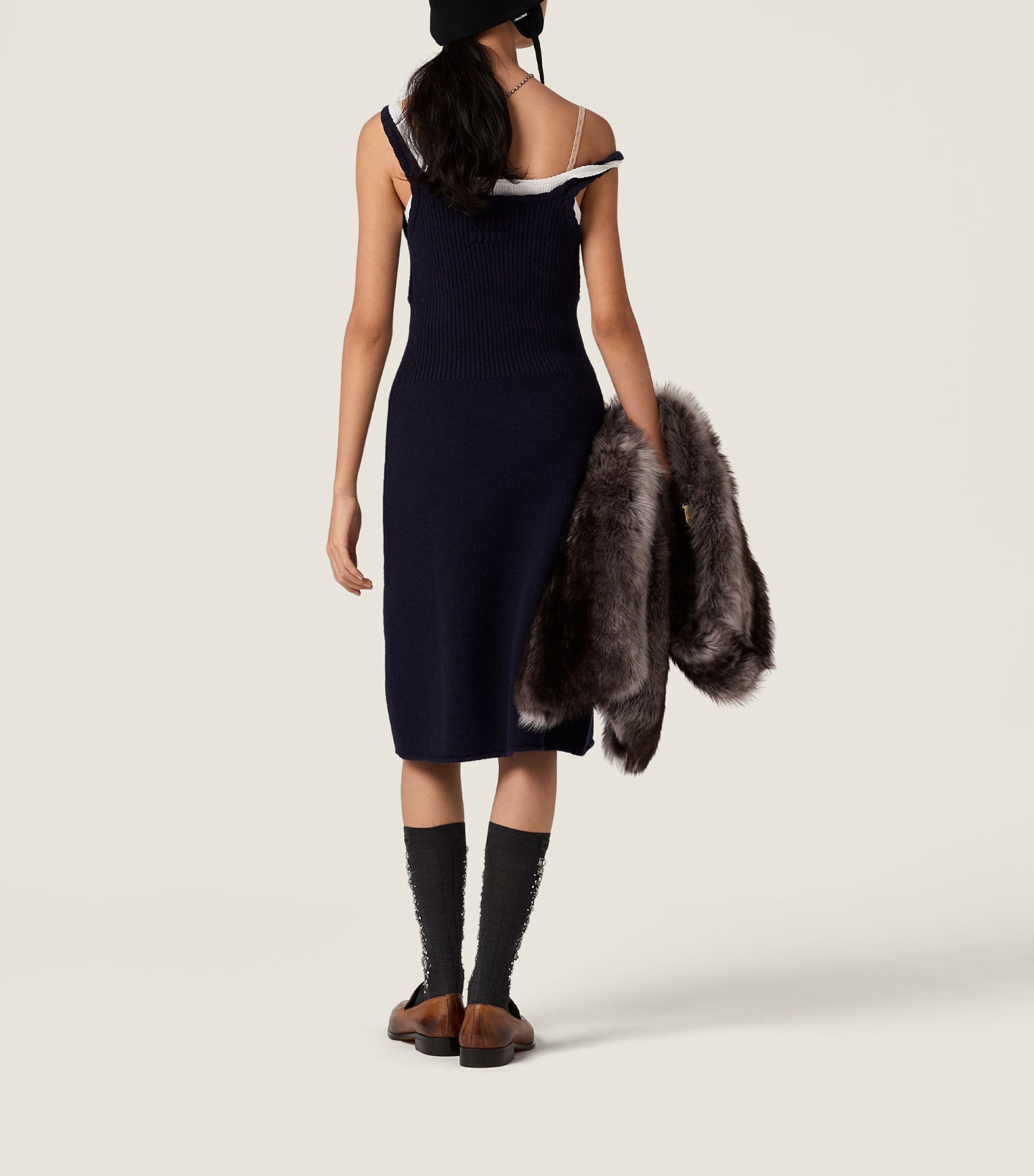 Wool Knit Midi Dress F0008 Image 3