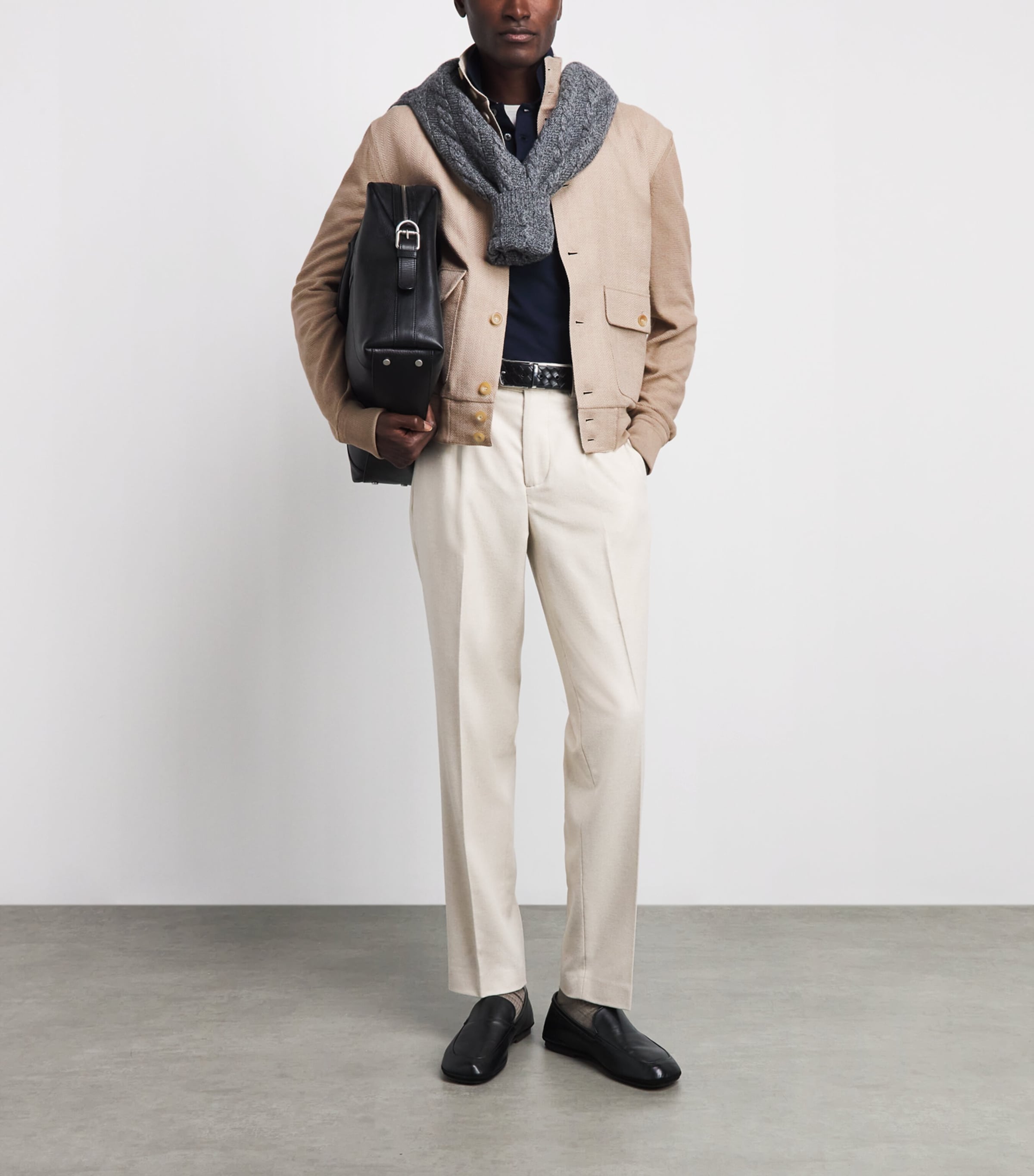 Ralph Lauren Purple Label Mens Silk-Cotton Herringbone Hybrid Jacket Champagne Multi Image 2