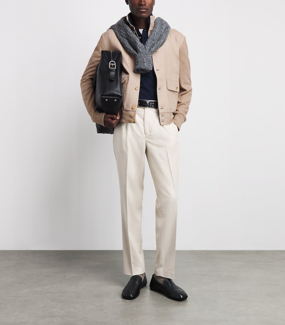 Ralph Lauren Purple Label Mens Silk-Cotton Herringbone Hybrid Jacket Champagne Multi Image 2
