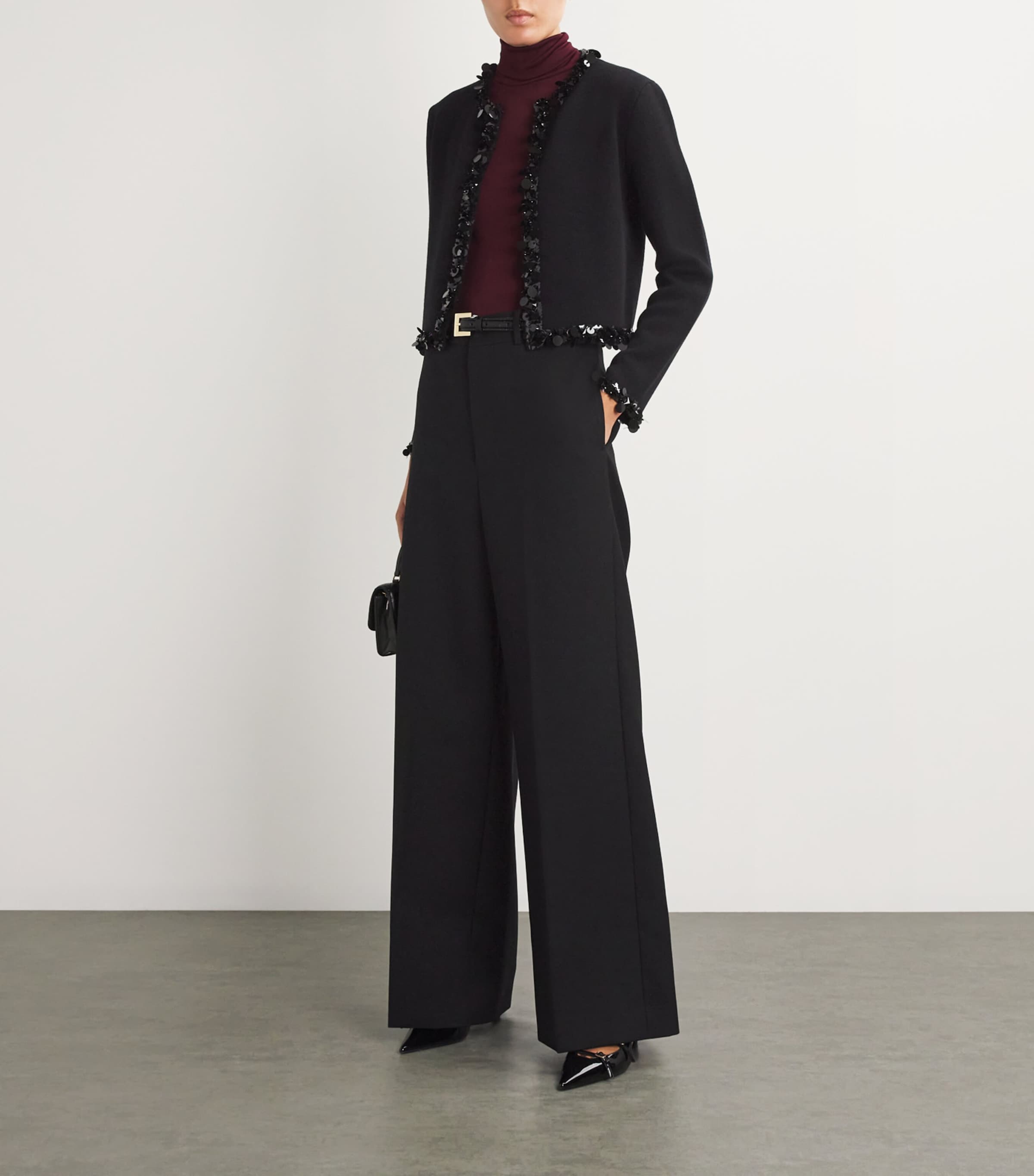 Tory Burch Womens Embellished Kendra Cardigan Black Image 2