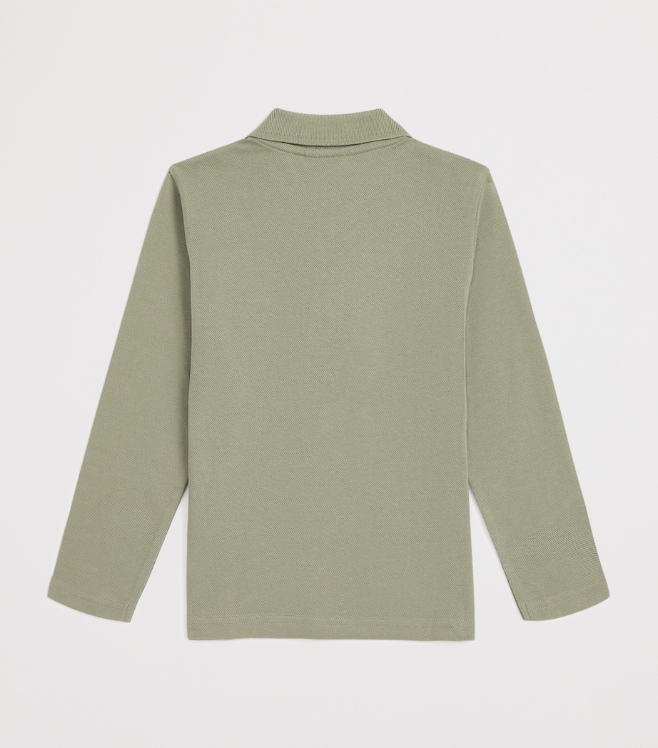 Cotton Piqué Long-Sleeve Polo Shirt (4-16 Years) GREEN Image 2