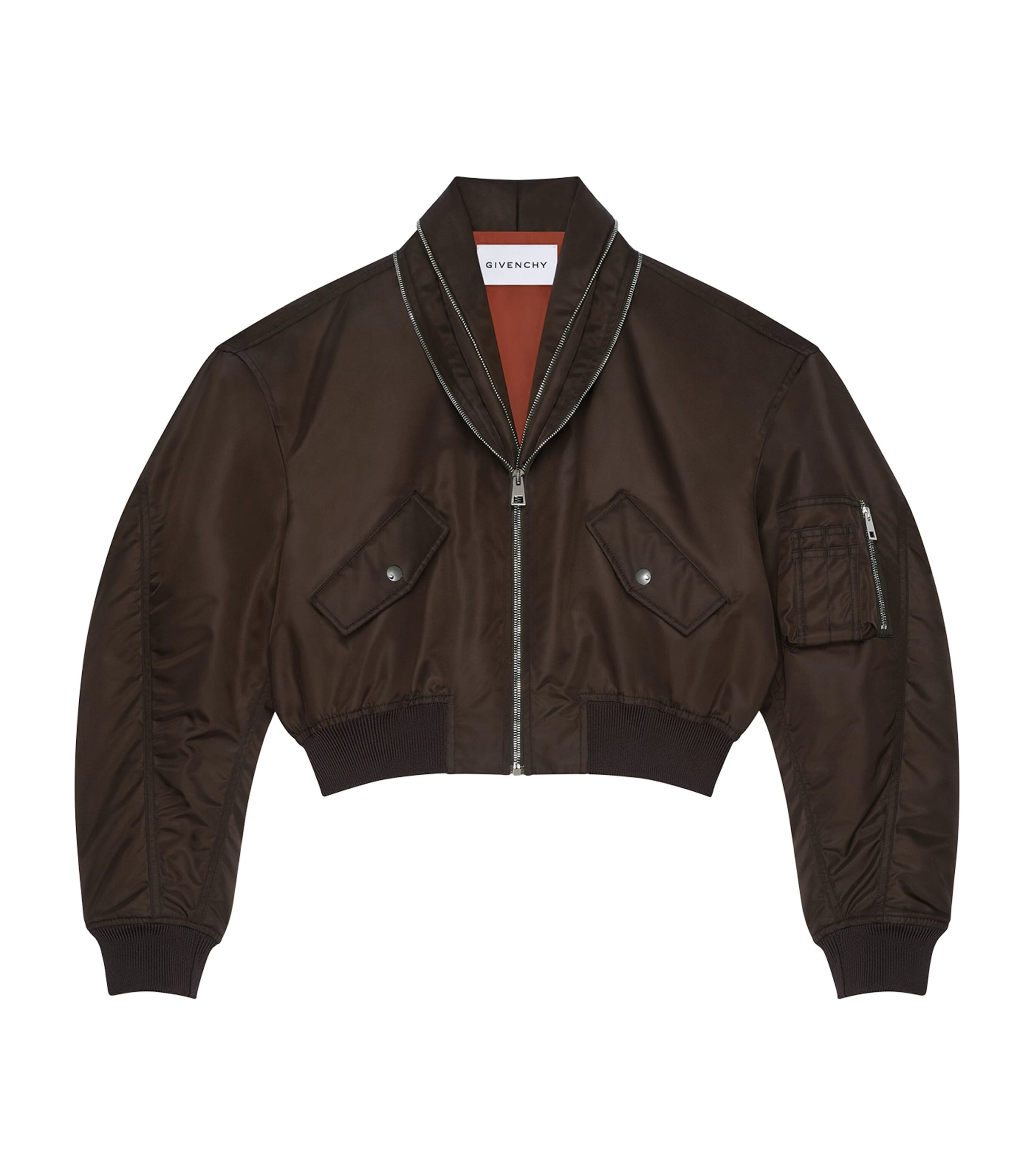 Shawl Collar Bomber Jacket BROWN Image 1