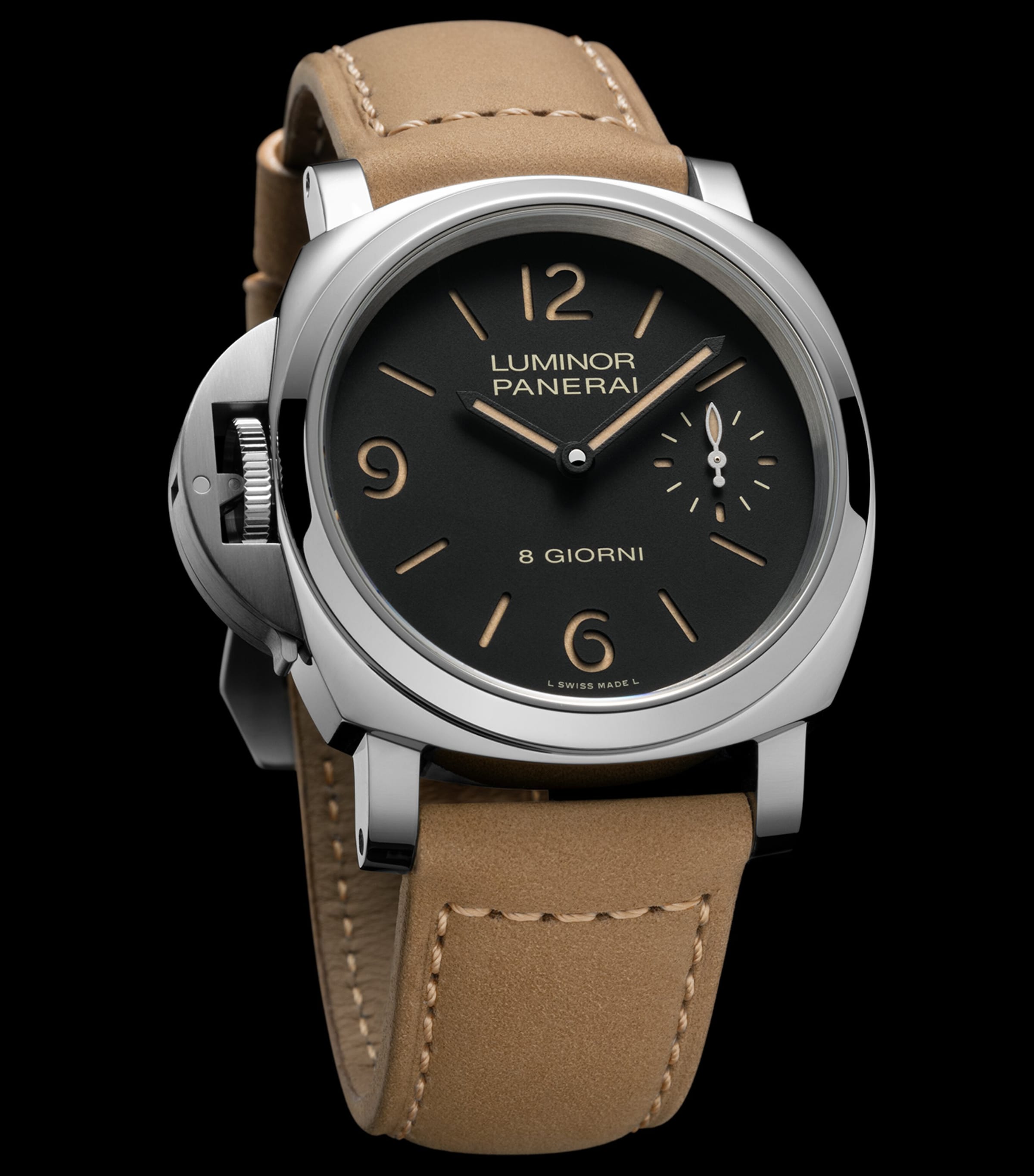 Stainless Steel Luminor Destro Otto Giorni Watch 44mm BLACK Image 3