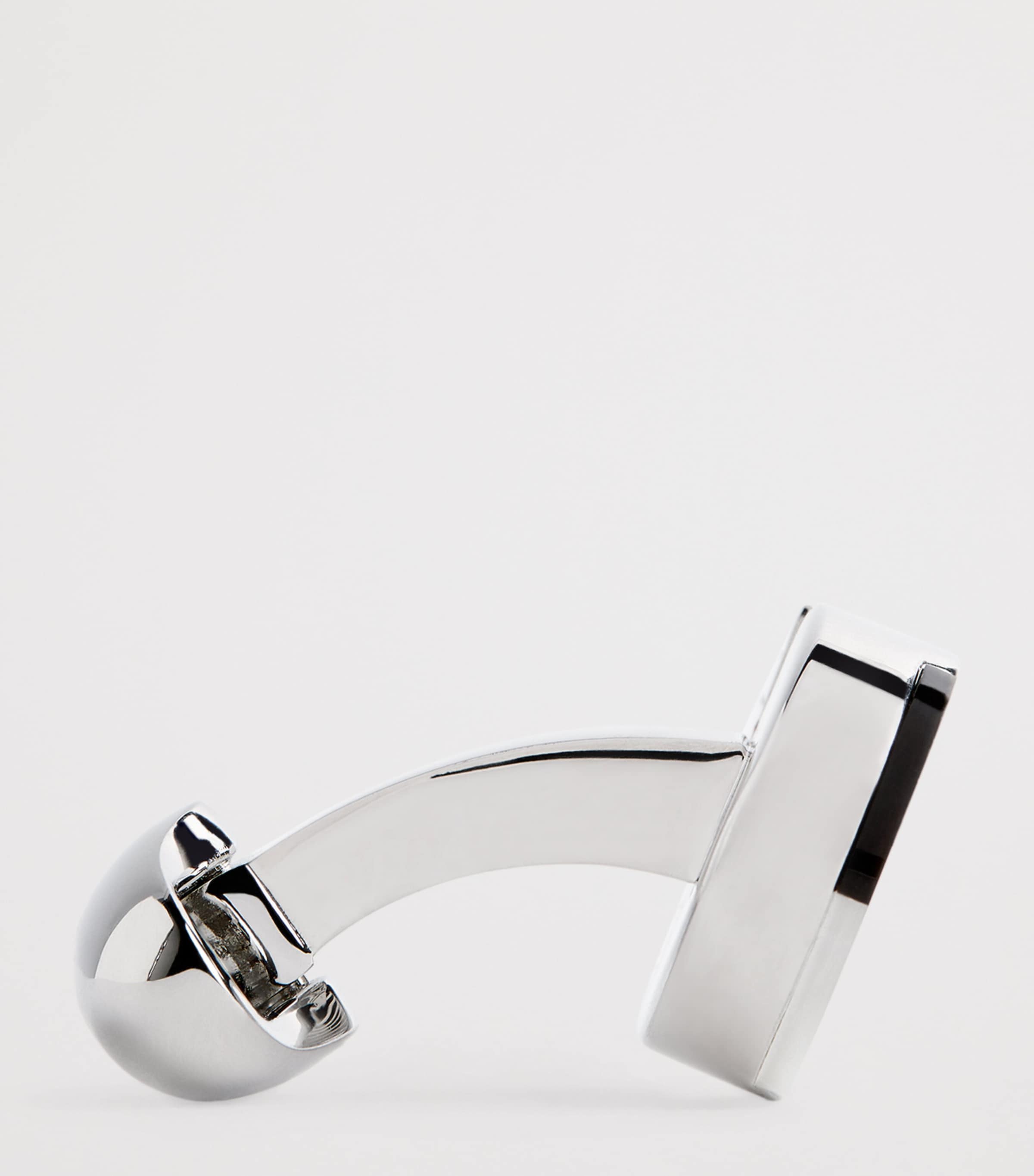 Rhodium-Plated Rotary Cufflinks BLACK Image 4