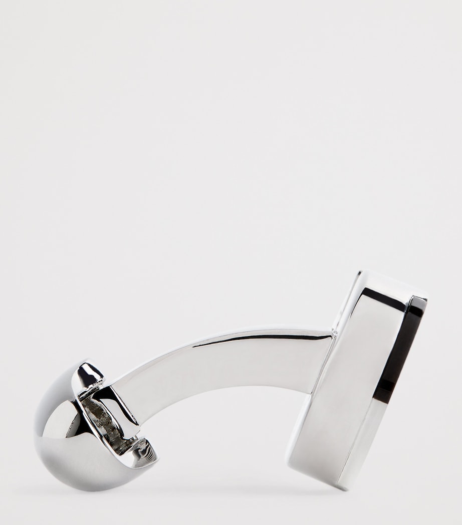 Rhodium-Plated Rotary Cufflinks BLACK Image 4