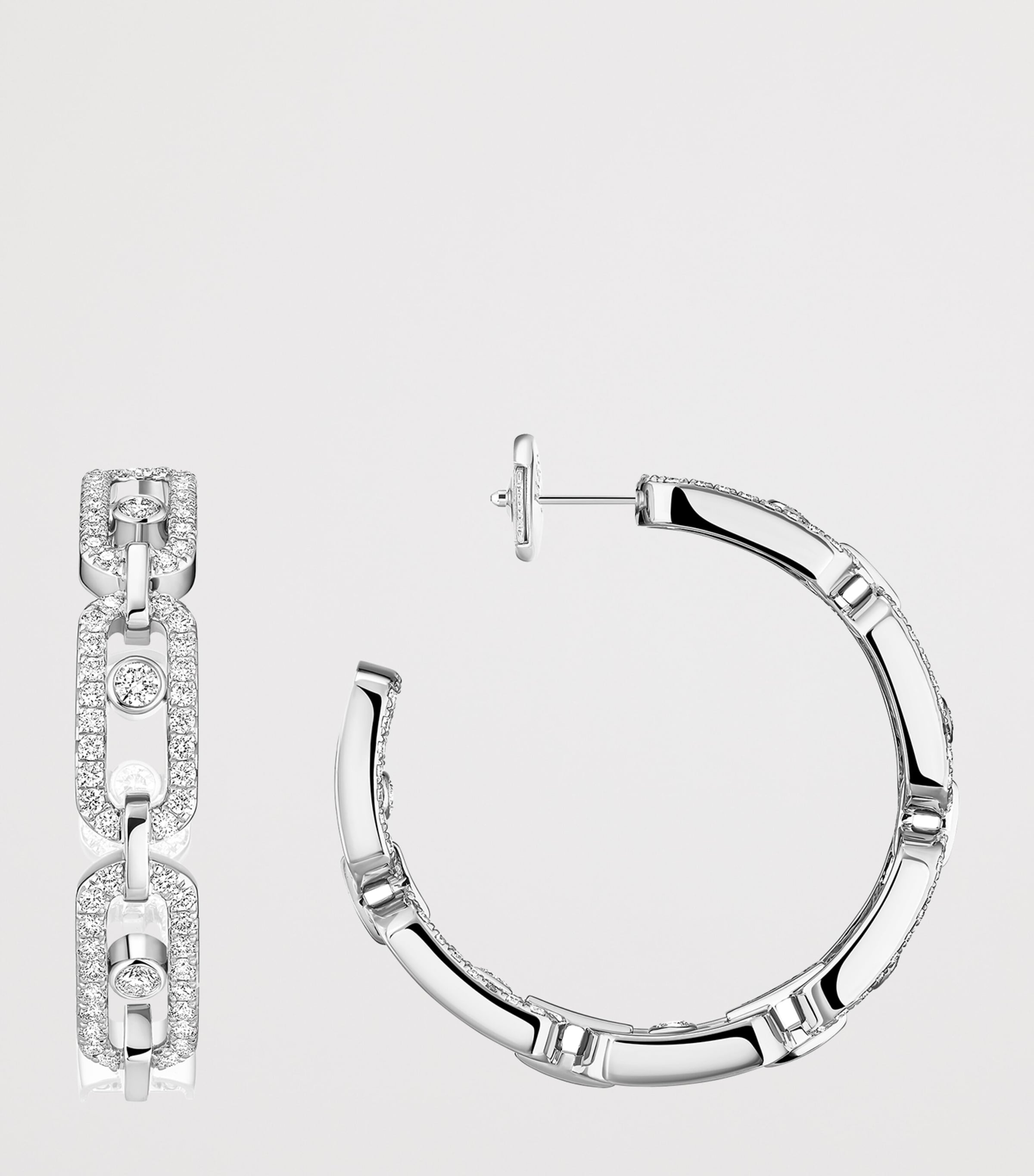 Messika Move Link Small White Gold and Diamond Hoop Earrings White Gold Image 3