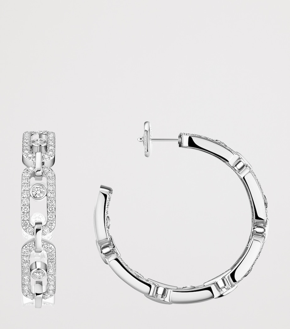 Messika Move Link Small White Gold and Diamond Hoop Earrings White Gold Image 3