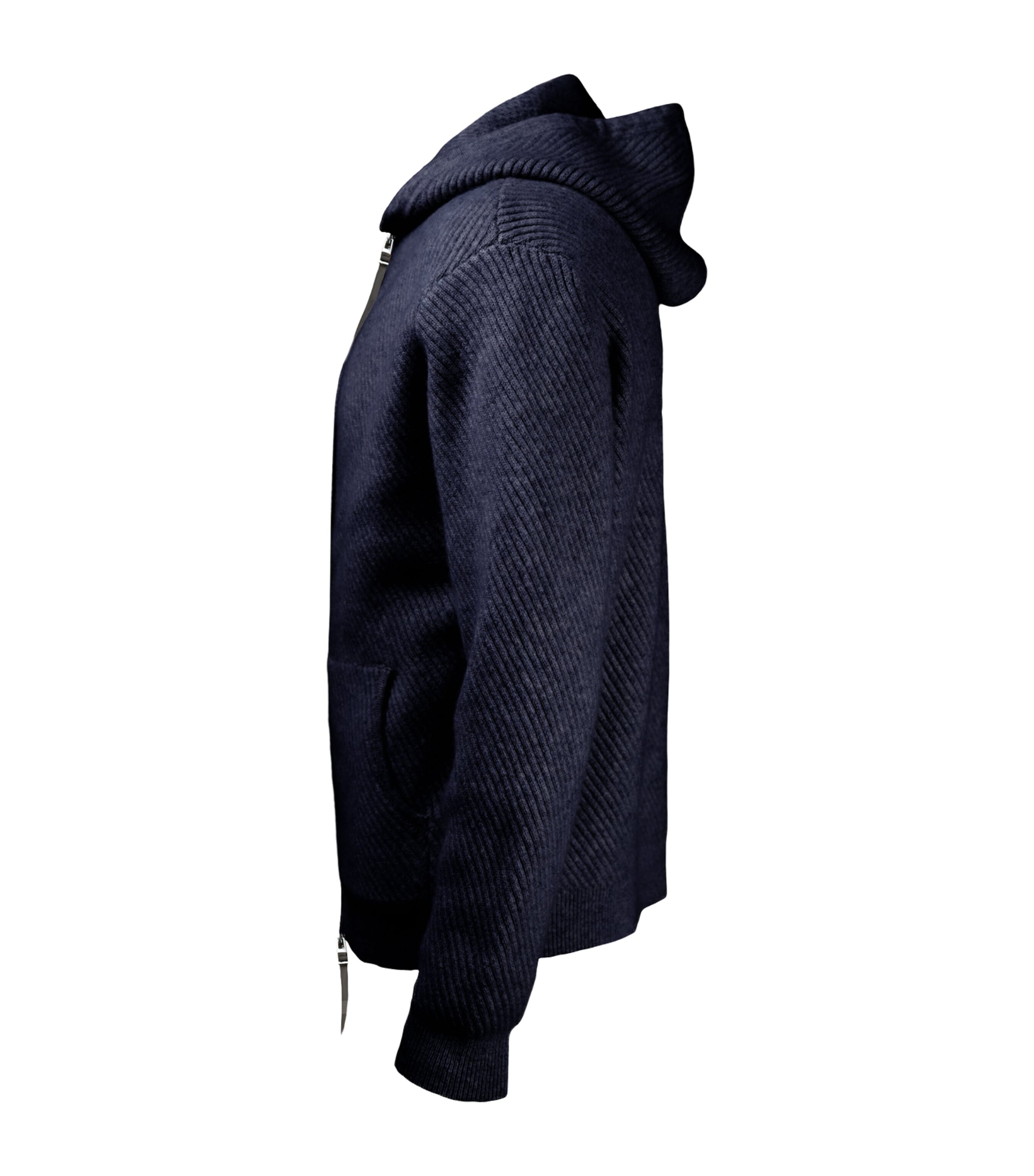 Alan Scott Mens Cashmere Feather-Rib Hoodie Midnight Image 3