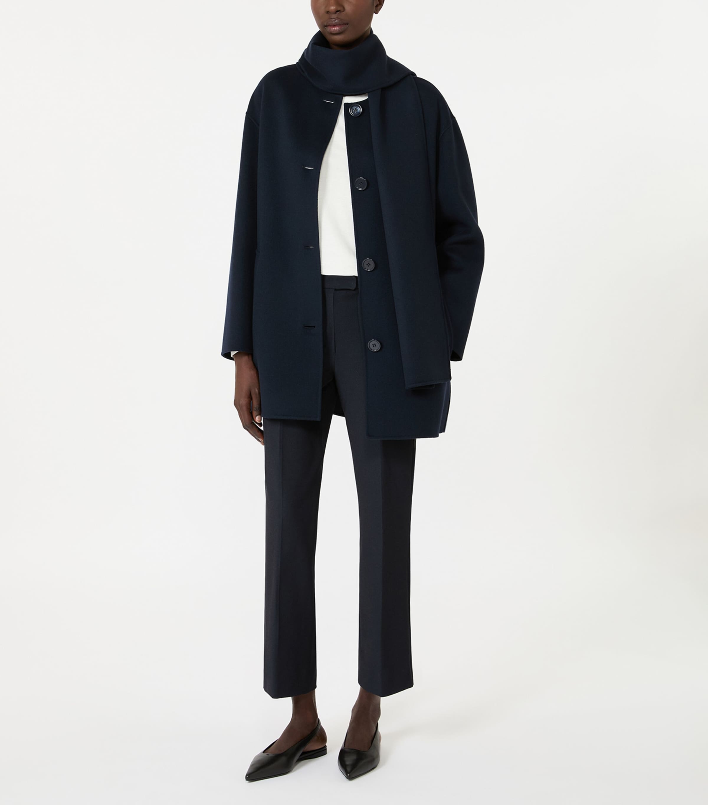 Max Mara Womens Virgin Wool Scarf Coat Midnightblue Image 2