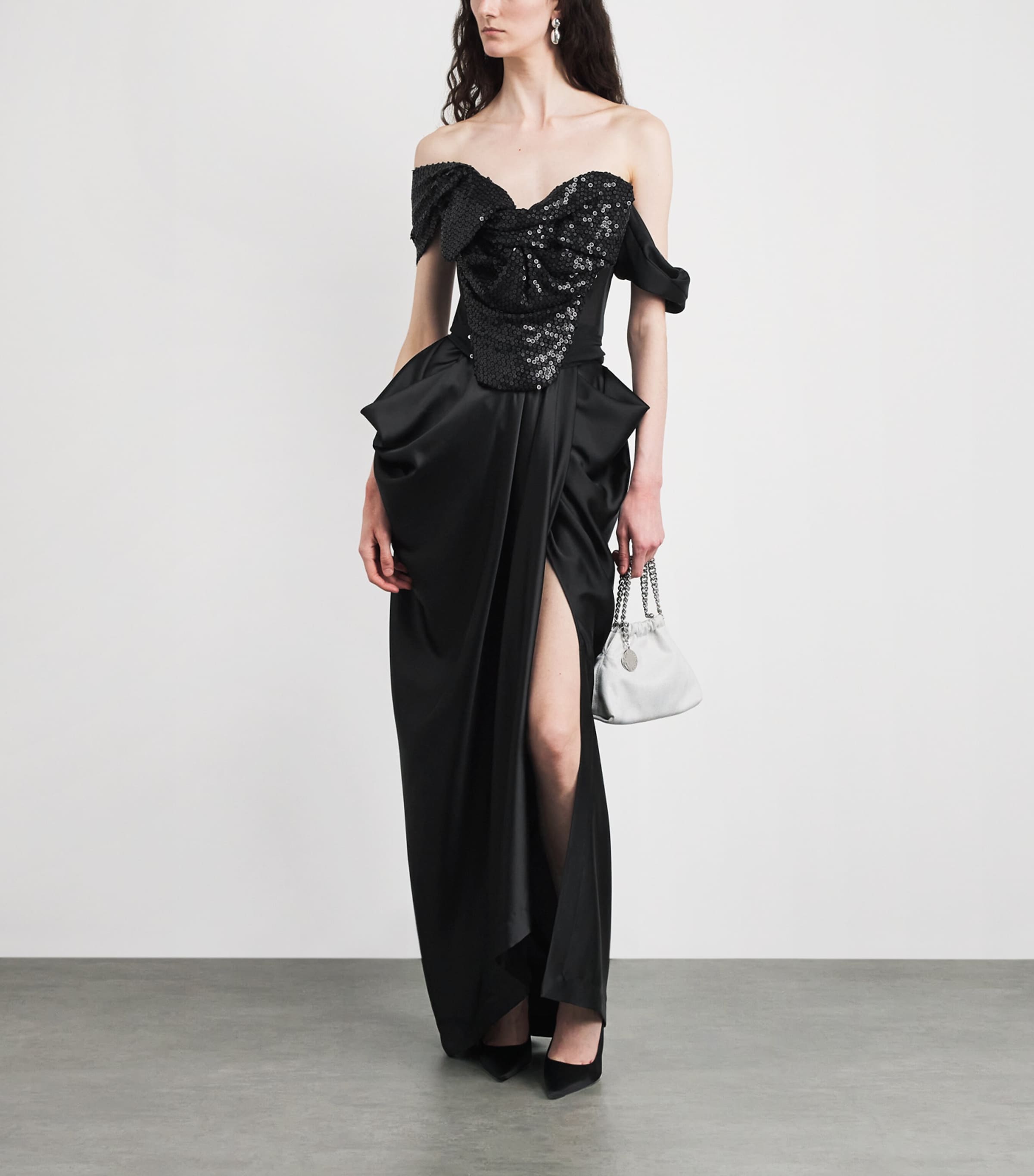 Vivienne Westwood Womens Sequin Bow Corset Top Black Image 2