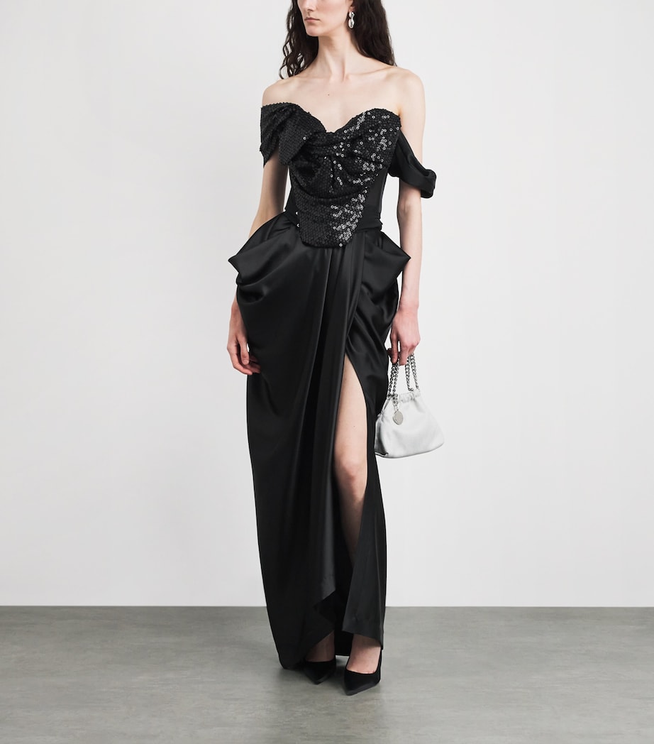 Vivienne Westwood Womens Sequin Bow Corset Top Black Image 2