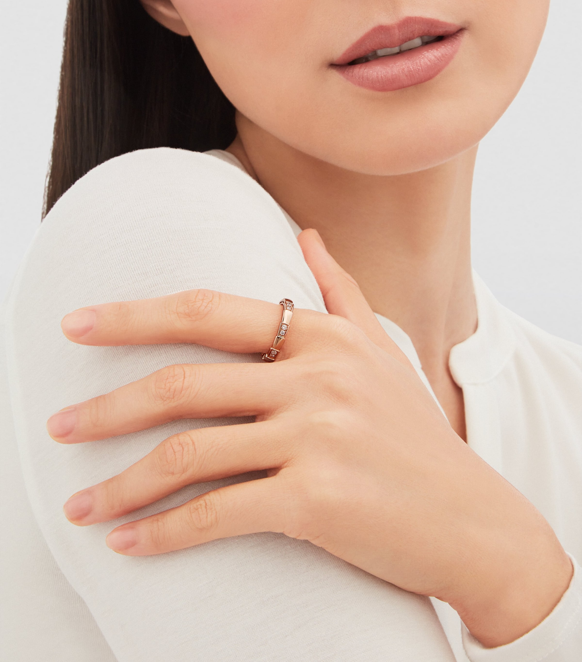 Rose Gold and Diamond Serpenti Viper Ring PINK GOLD Image 5