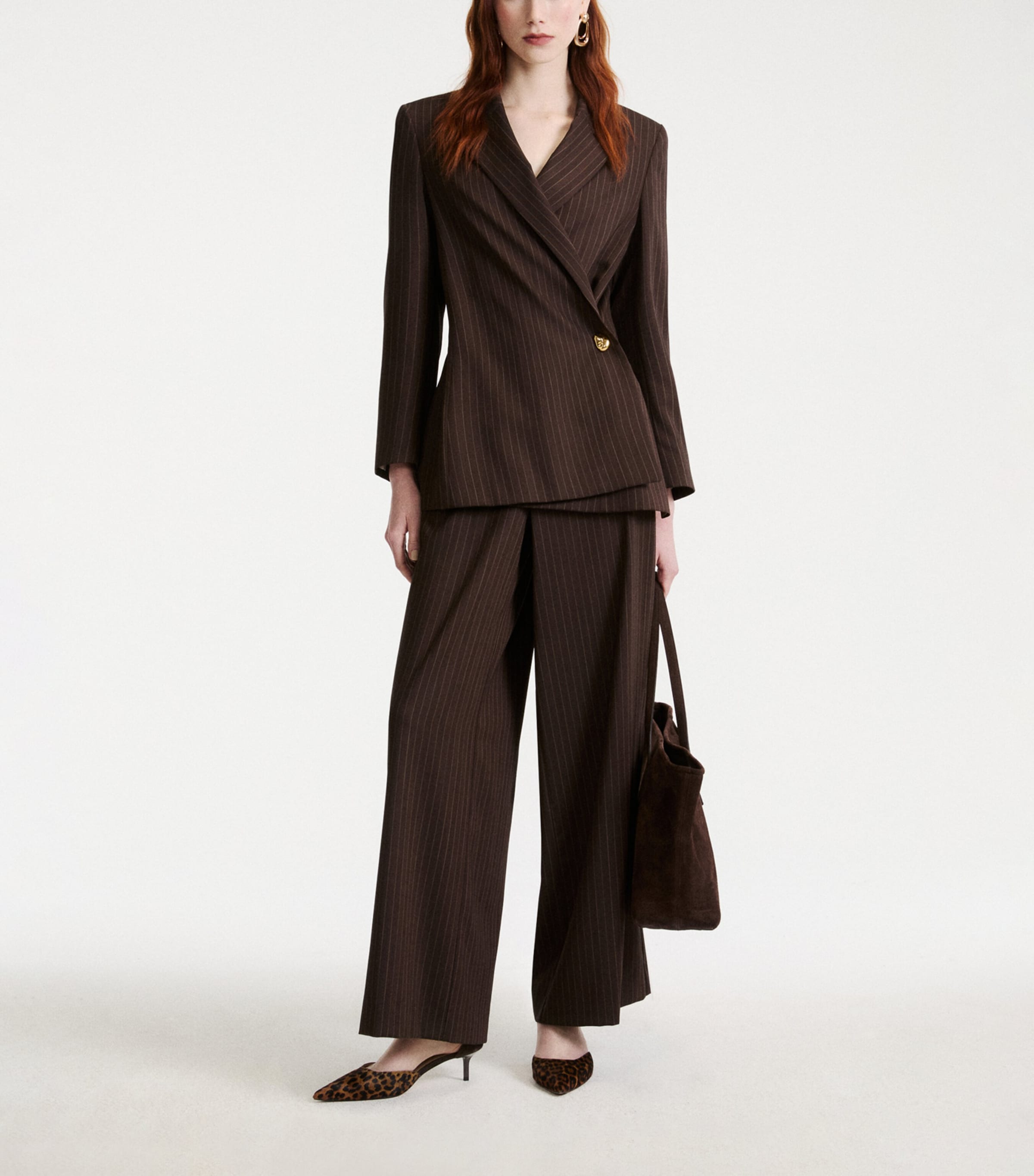 Marella Womens Virgin Wool-Blend Blazer Brown Image 2