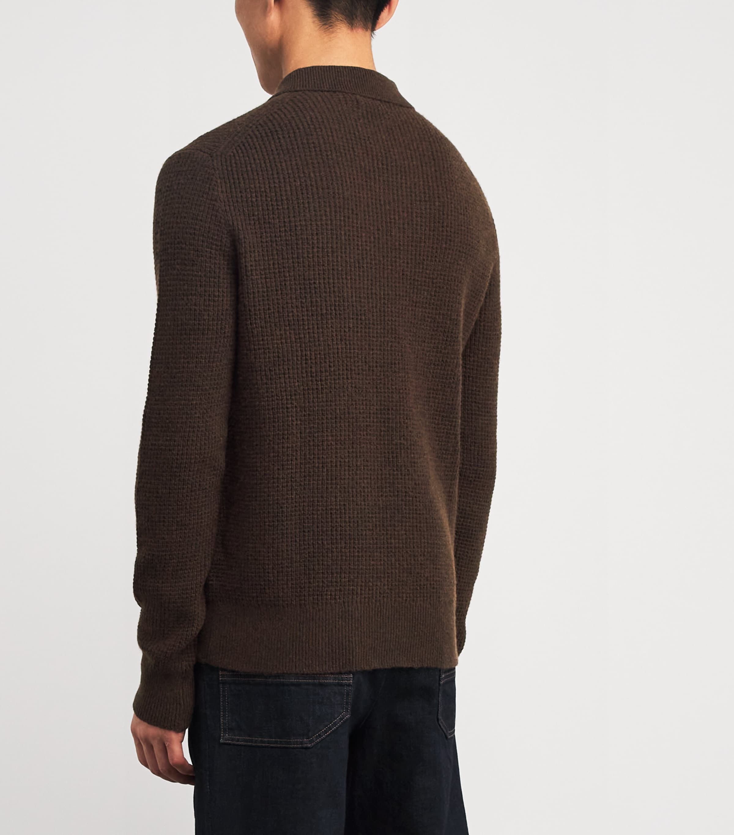 Wool-Cotton Polo Sweater BROWN HEATHER Image 4