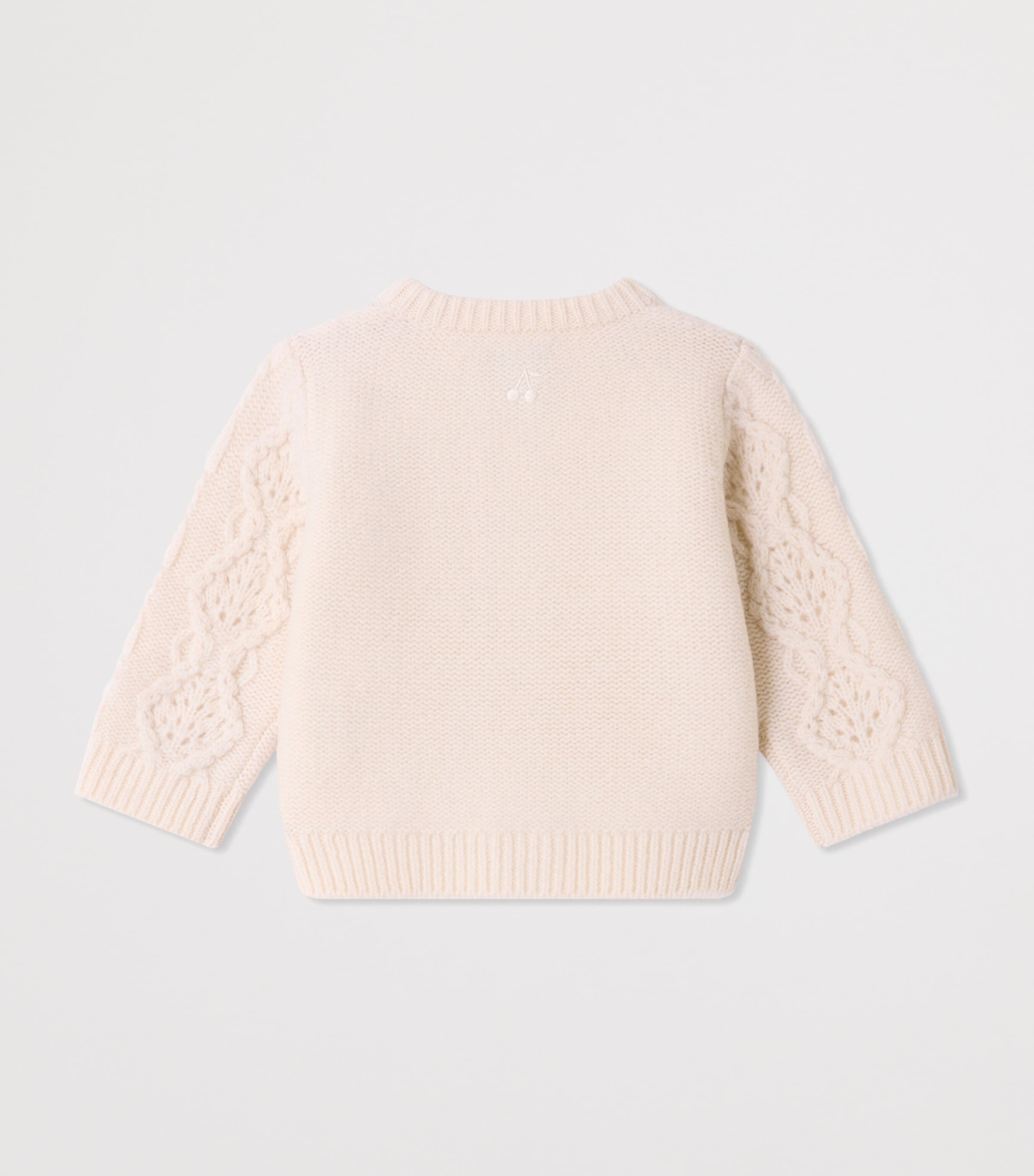 Bonpoint Wool Cable-Knit Cardigan (6-18 Months) Blanc Lait Image 2