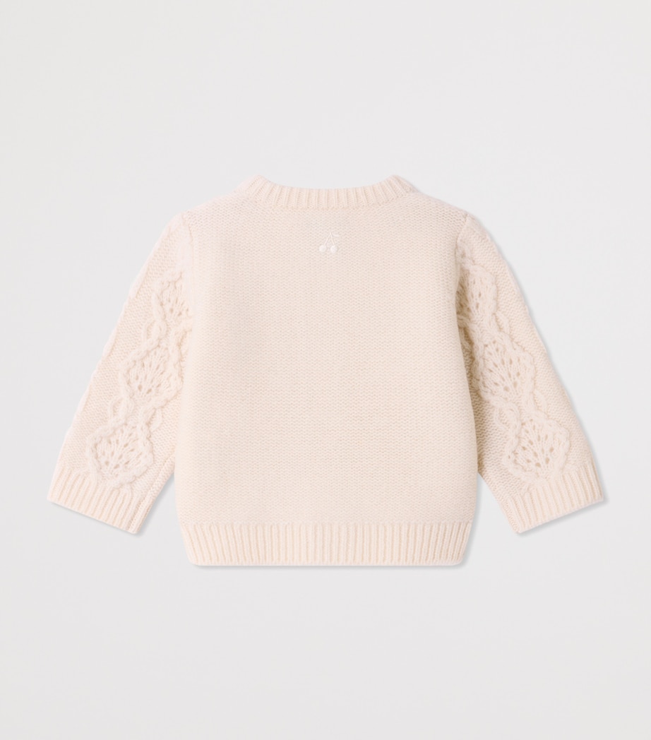 Bonpoint Wool Cable-Knit Cardigan (6-18 Months) Blanc Lait Image 2