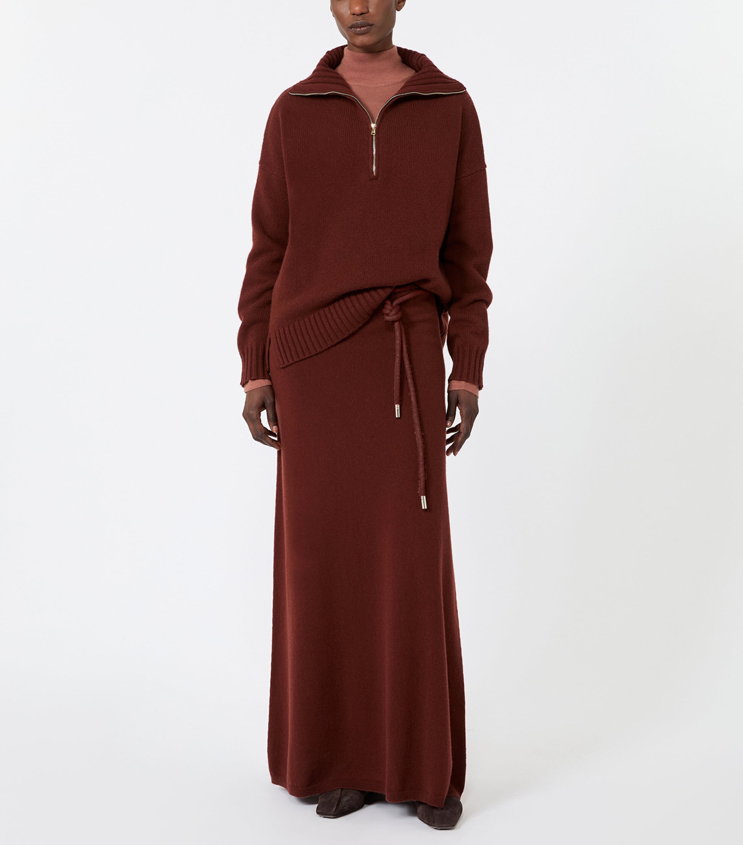 Max Mara Womens Cashmere Quarter-Zip Sweater Rust Image 6