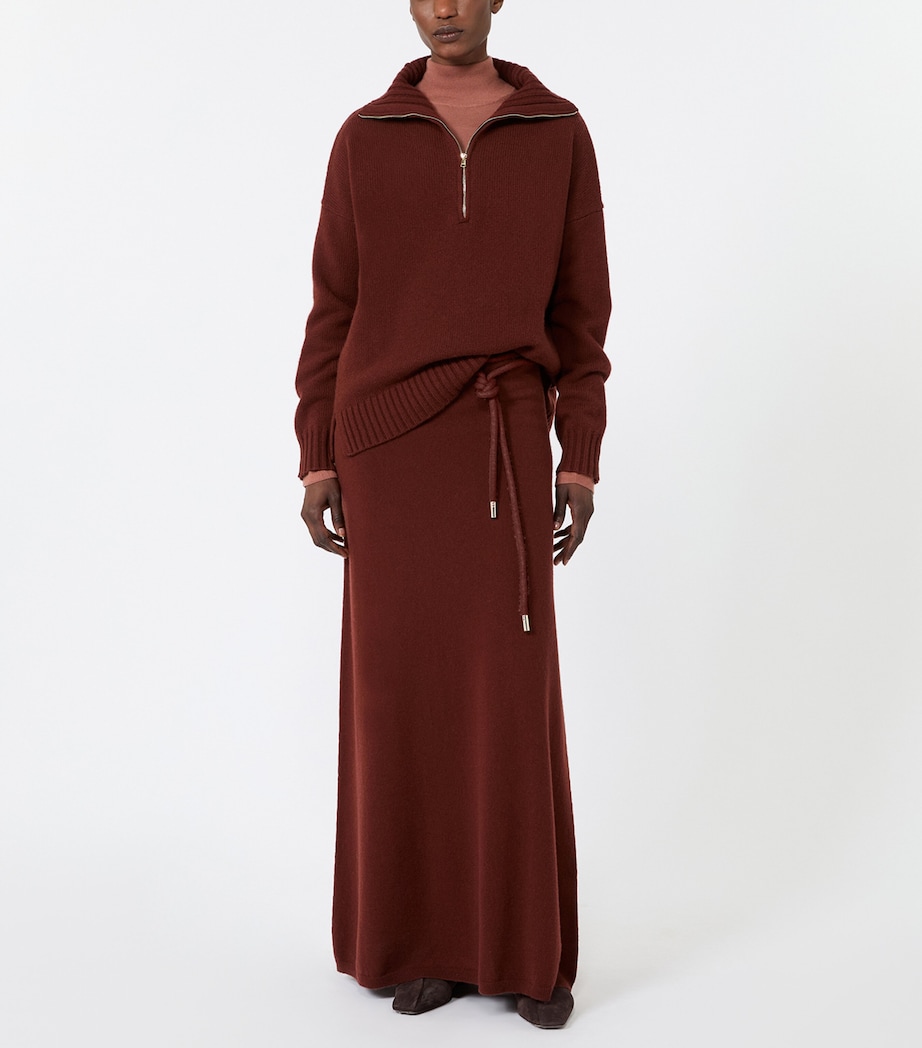 Max Mara Womens Cashmere Quarter-Zip Sweater Rust Image 6