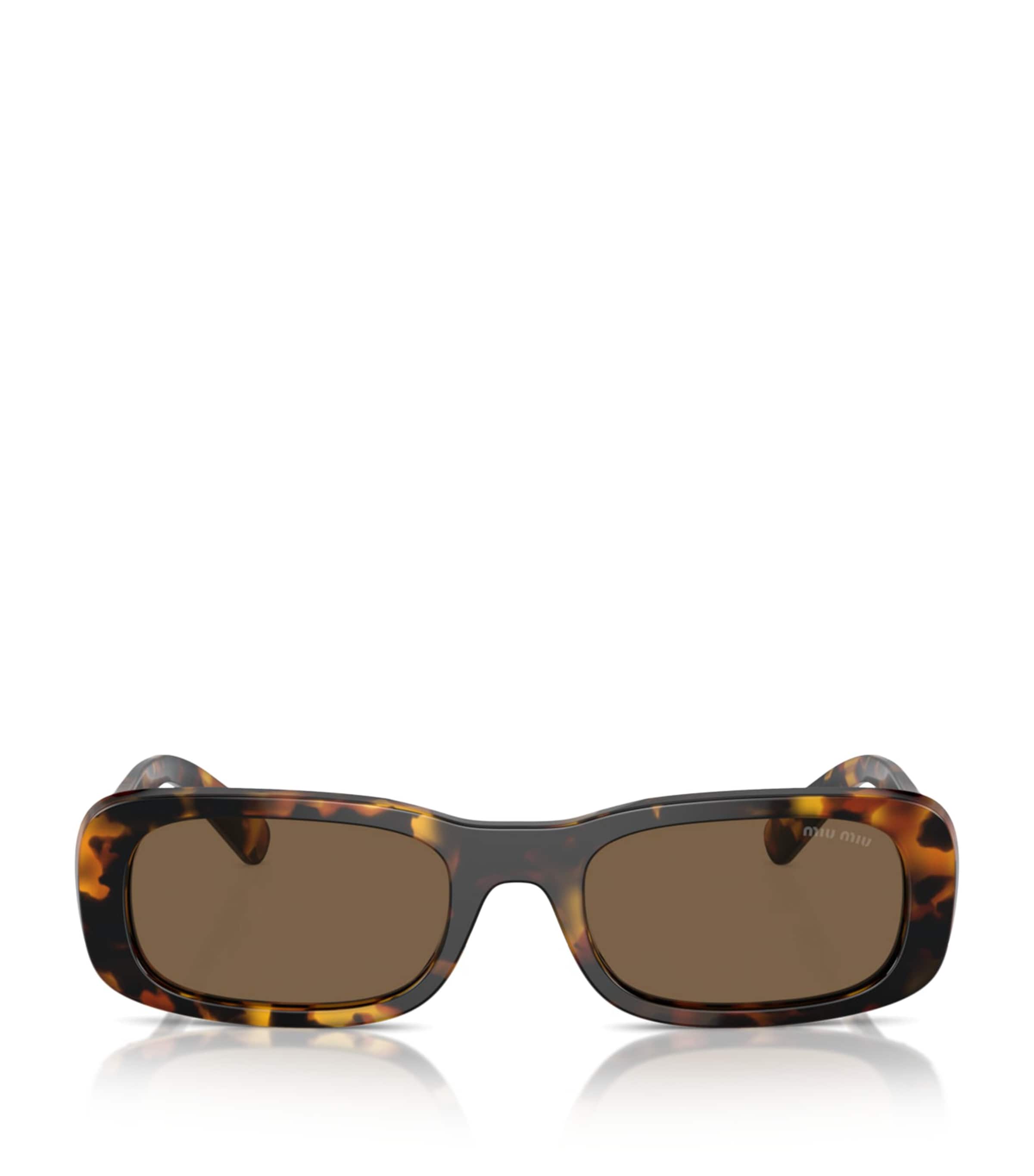 Miu Miu Womens Brown Mu 08zs Rectangle-frame Acetate Sunglasses In Honey Havana
