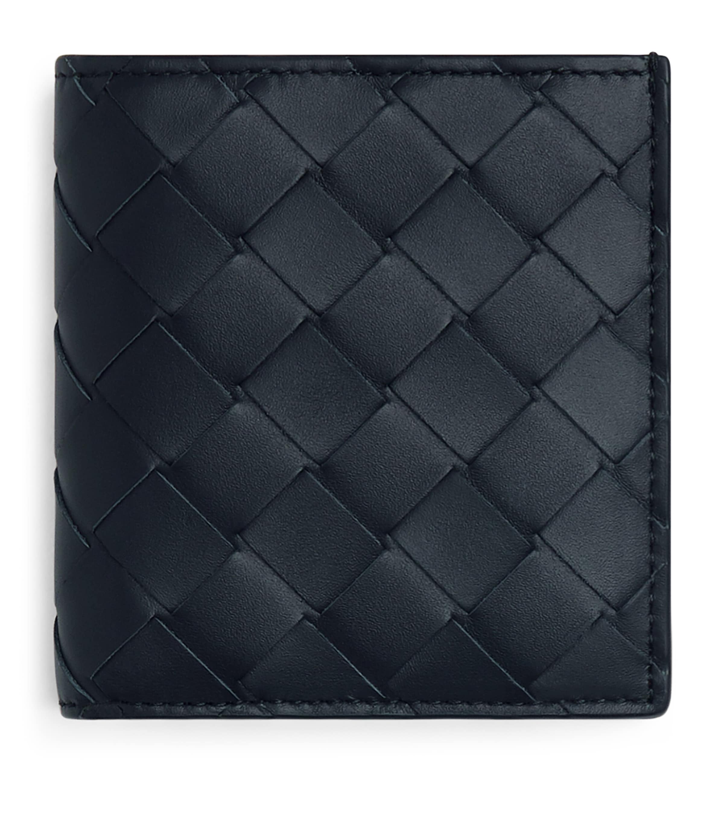 Bottega Veneta Leather Intrecciato Slim Bifold Wallet In Black